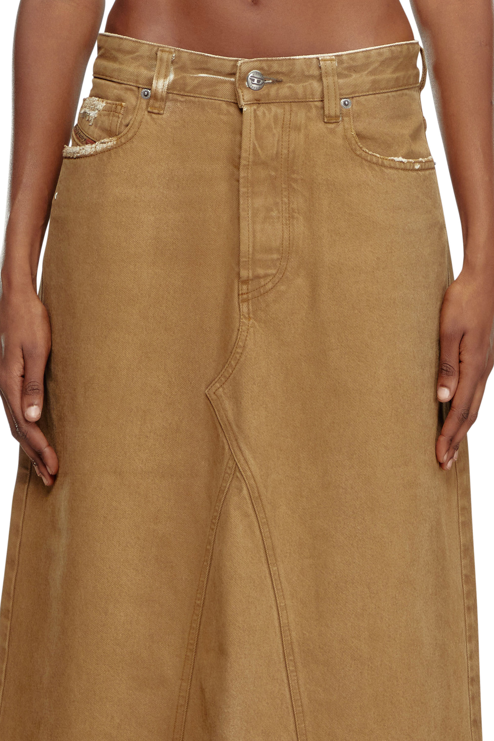 Diesel - DE-PAGO-MID, Female's Midi skirt in overdirt denim in ライトブラウン - 4