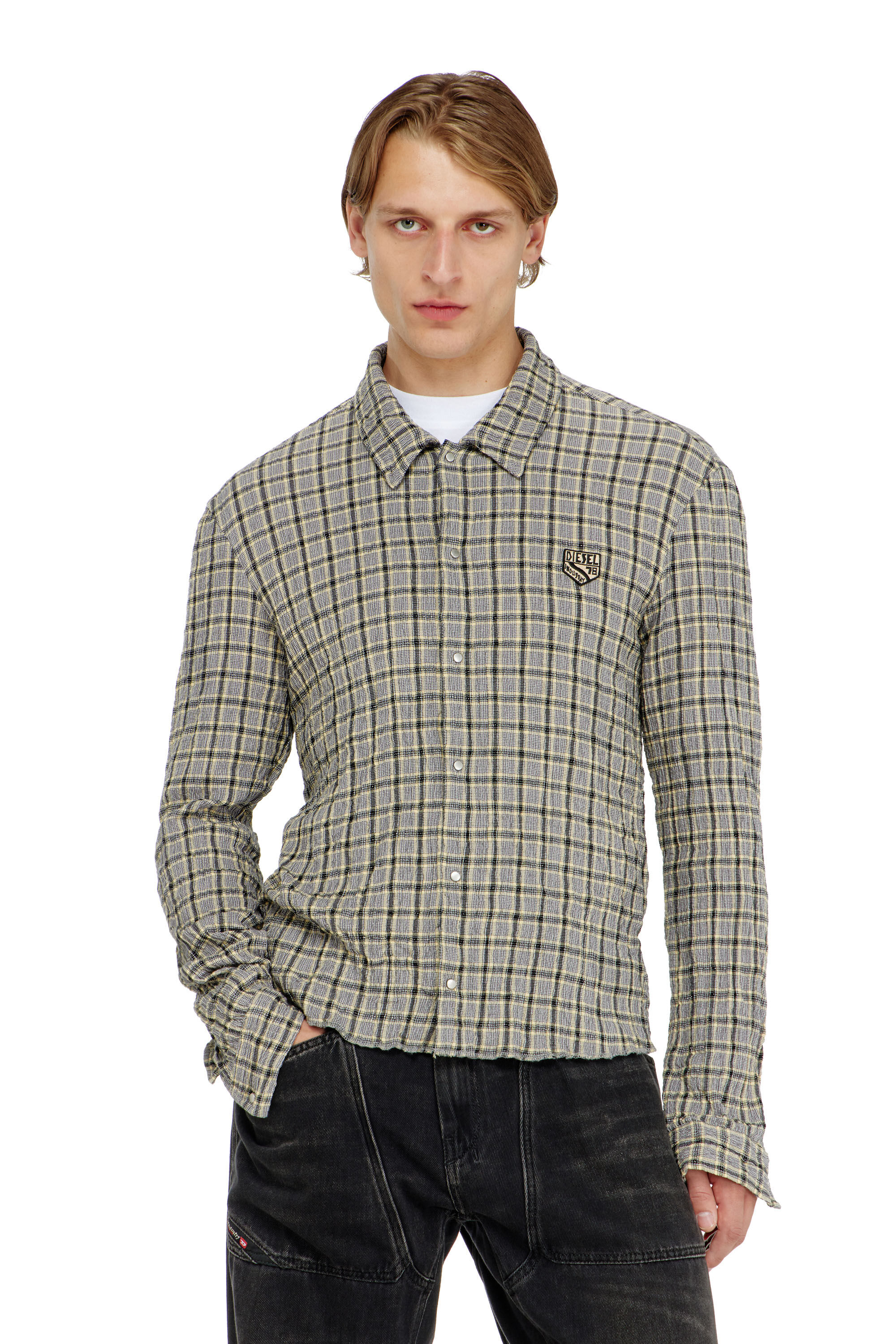 Diesel - S-SEERK, Male's シャツ in グリーン/グレー - 3