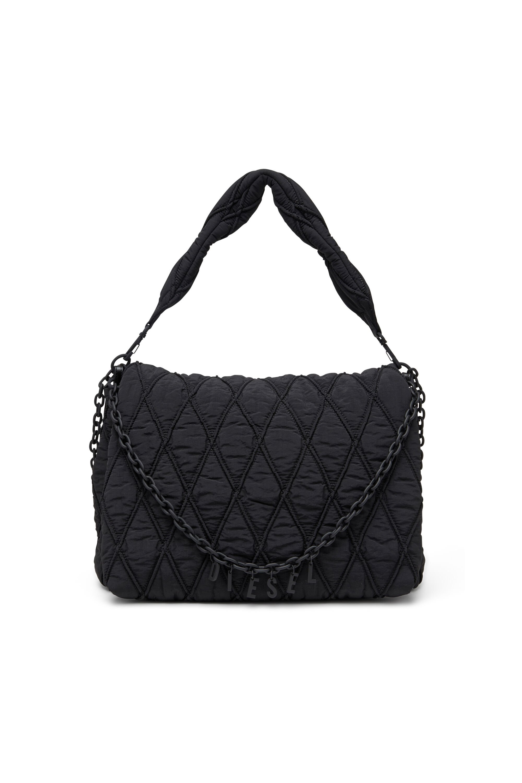 Diesel - CHARM-D SHOULDER L, Female's Charm-D L-Shoulder bag in quilted washed nylon in ブラック - 2