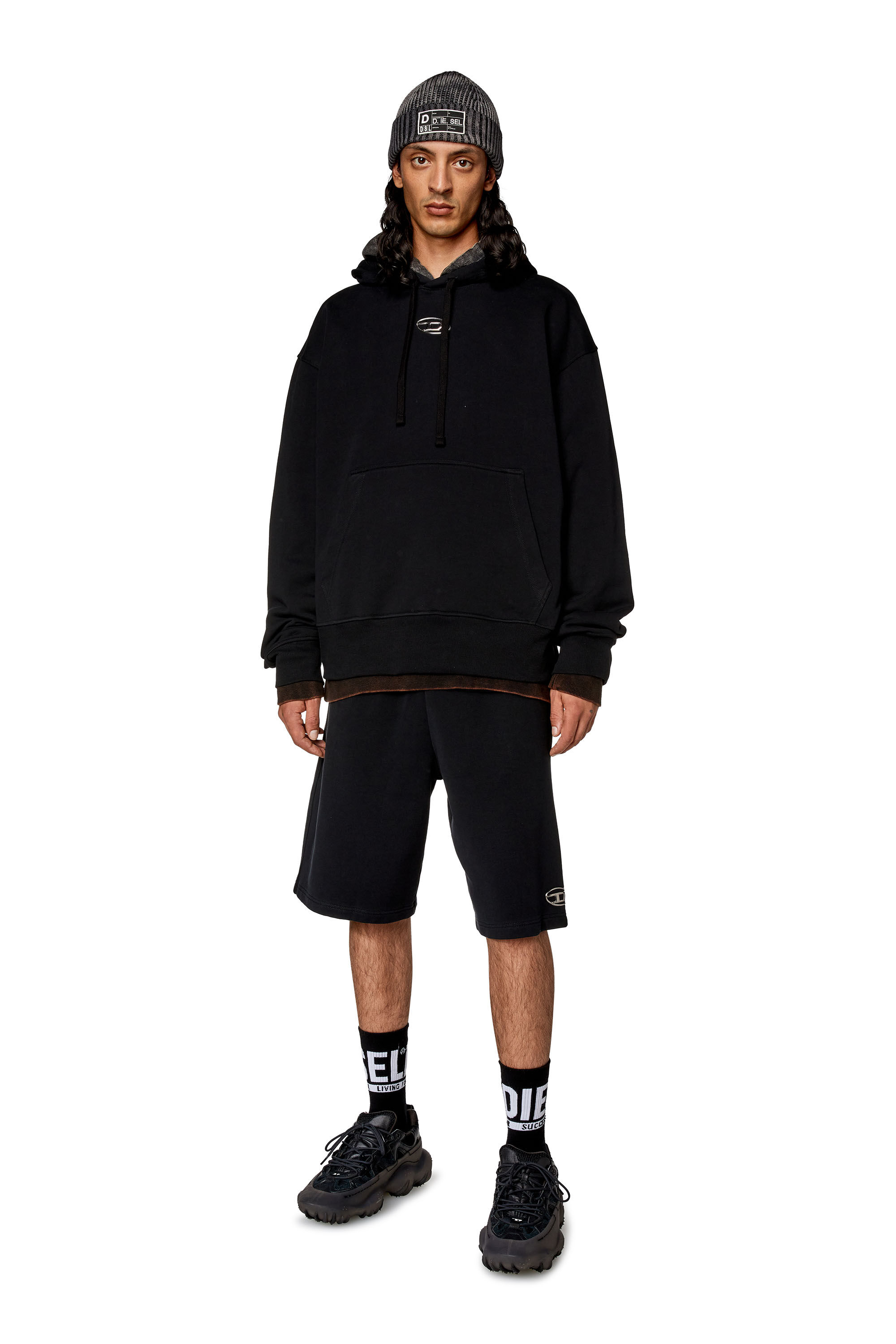 Diesel - S-MACS-HOOD-OD, Male's Hoodie with metallic logo in ブラック - 1