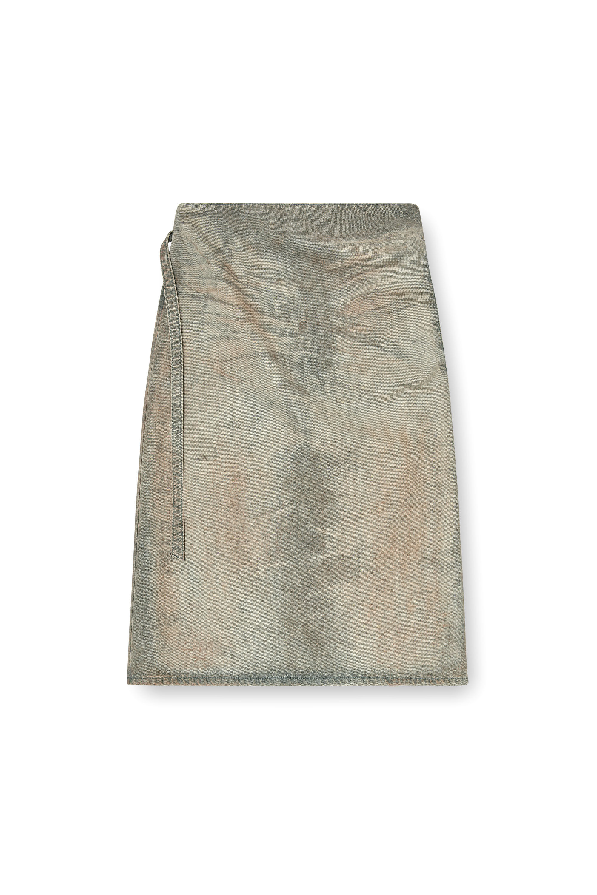DE-MORIKA-FSI Midi skirt in cotton-hemp satin denim｜グレー