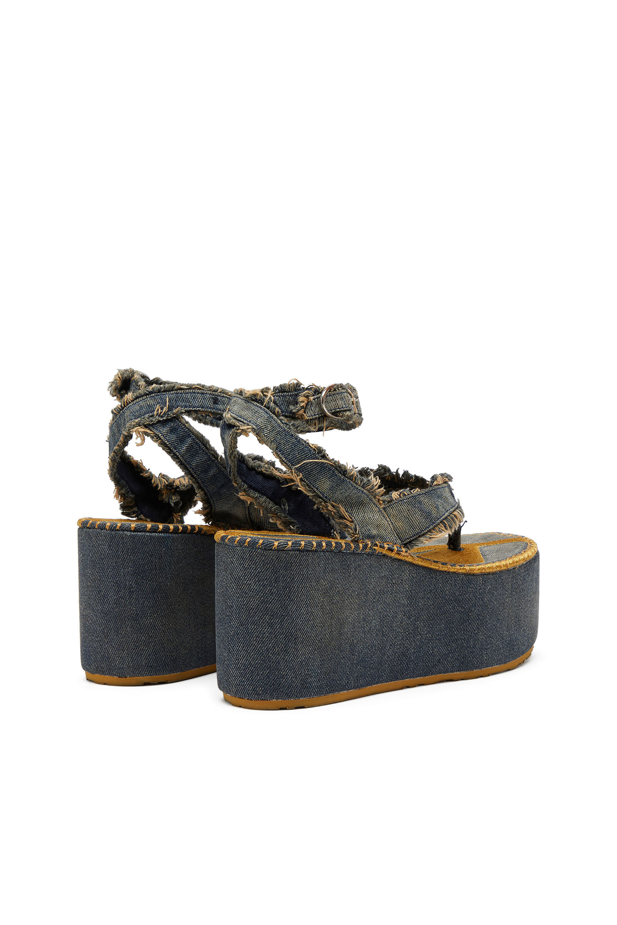 Diesel - SA-NIKOLA SANDAL, Female's Sa-Nikola - Sandal in denim with frayed details in ブルー/グレー - 4