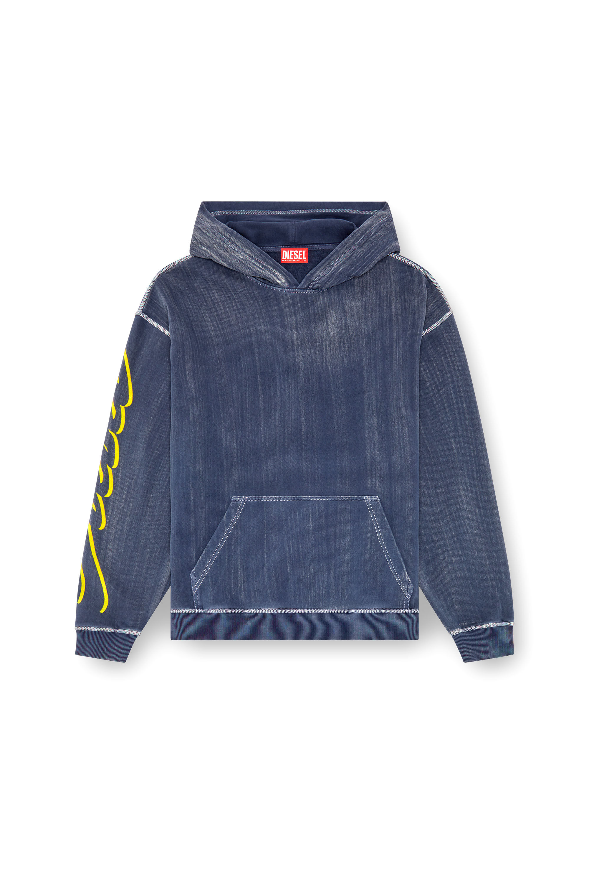 Diesel - S-BOXT-HOOD-Q2, Male's Streaky hoodie with flock prints in ブルー - 2