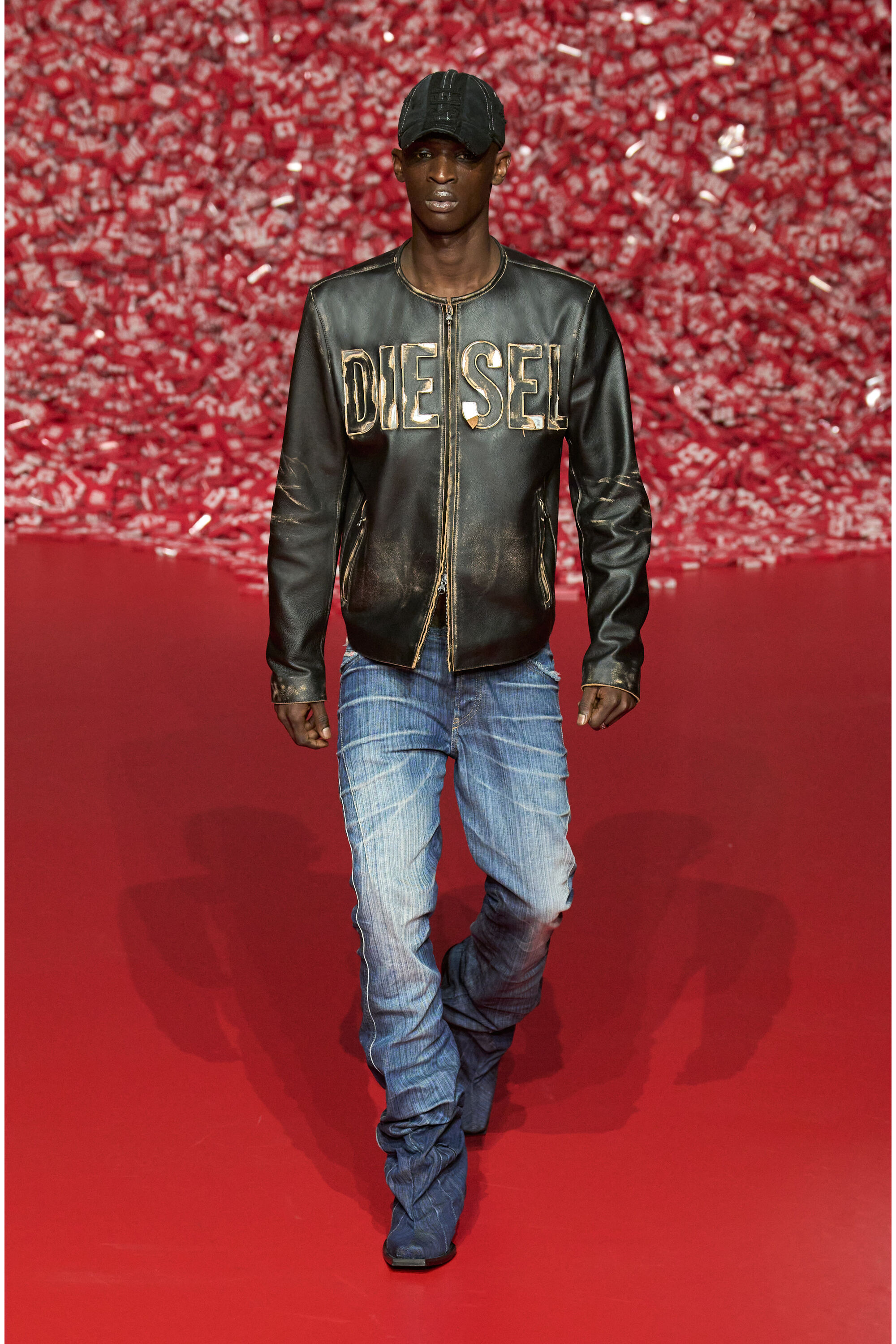 Diesel - L-MET, Male's レザージャケットロゴカウハイドレザー in ブラック - 6