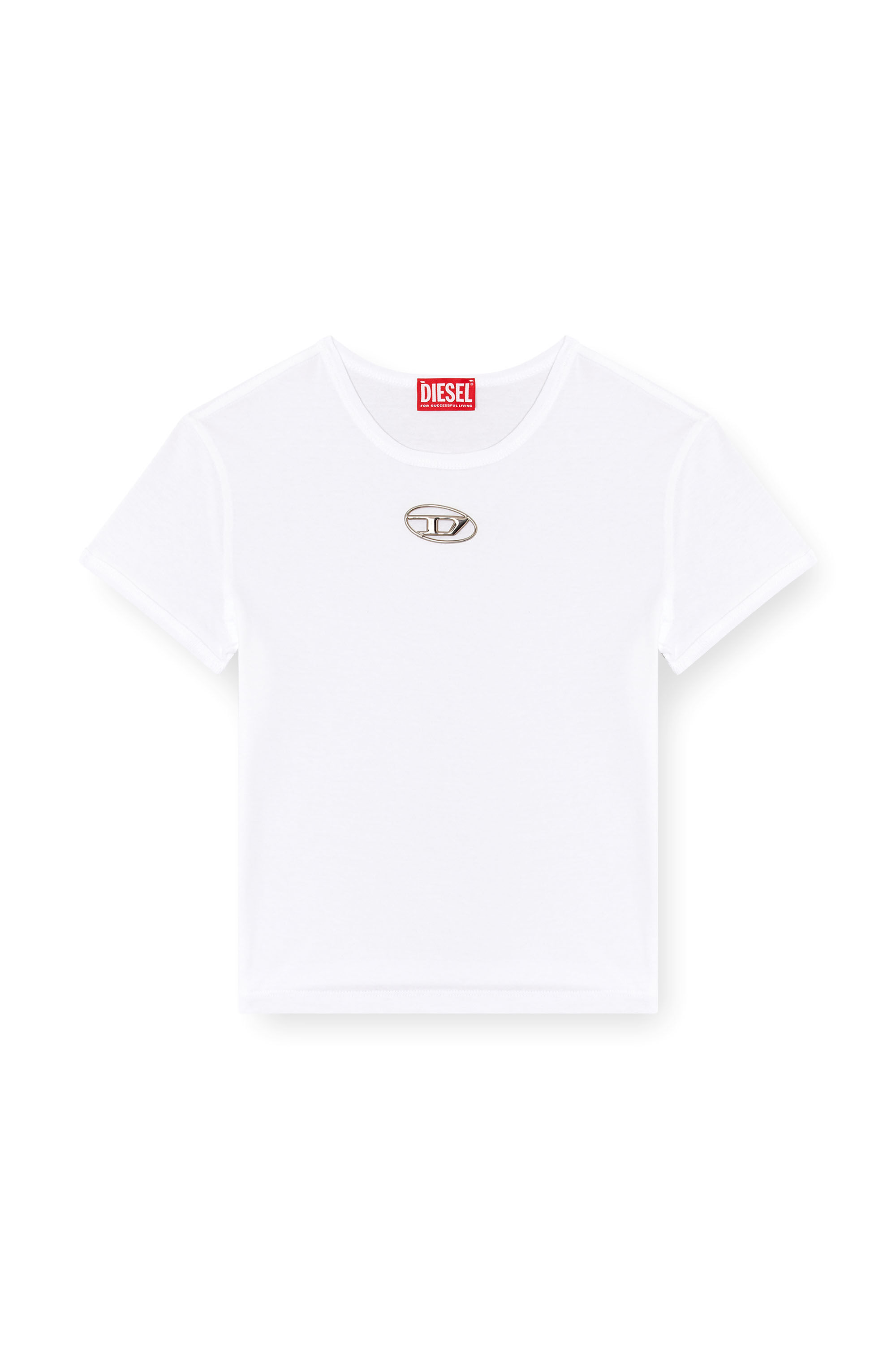 T-UNCUTIE-LONG-OD-Q1 Slim fit T-shirt with cut-out Oval D