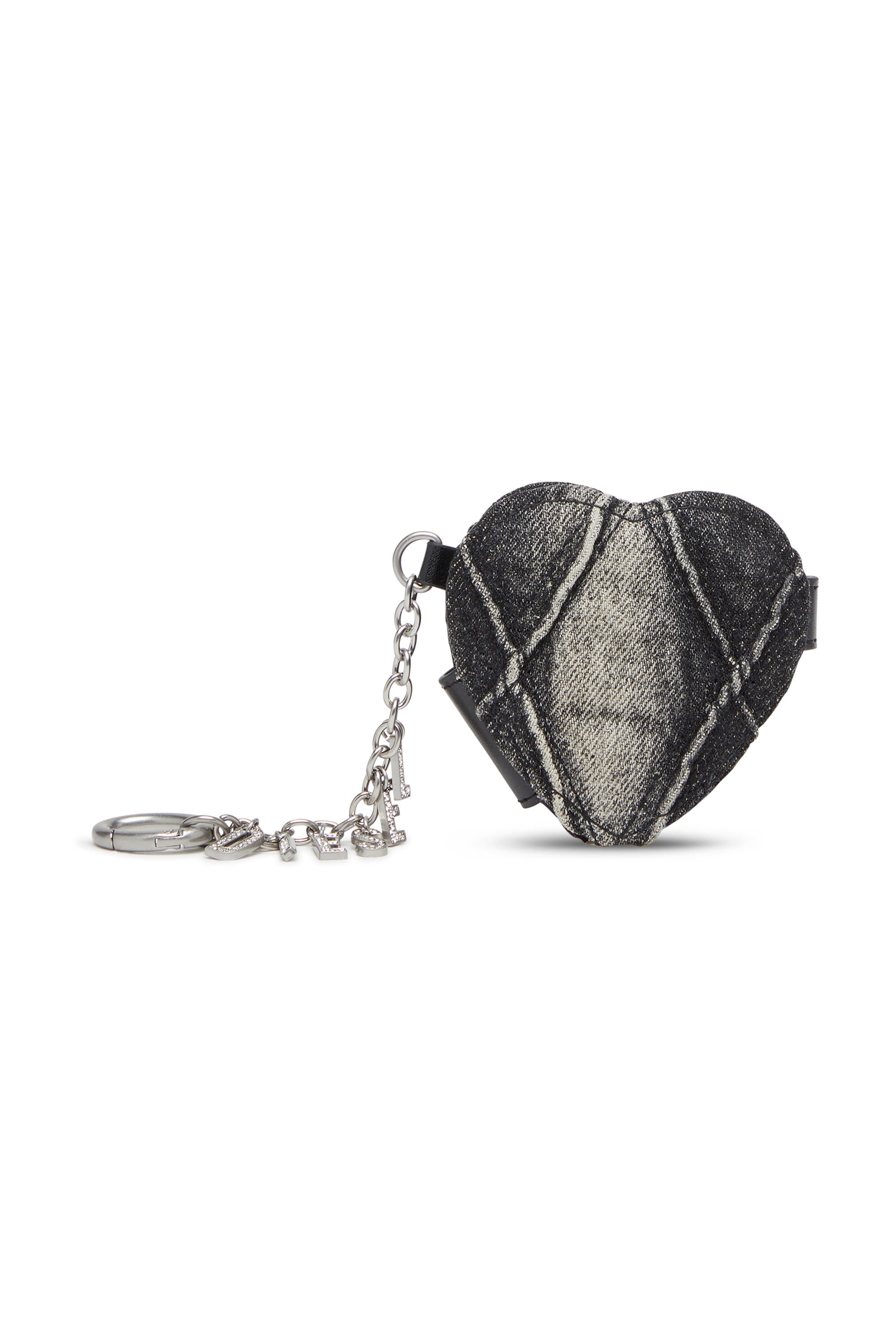 Diesel - CHARM-D MIRROR, Female's Mirror charm in argyle quilted denim in ブラック - 1