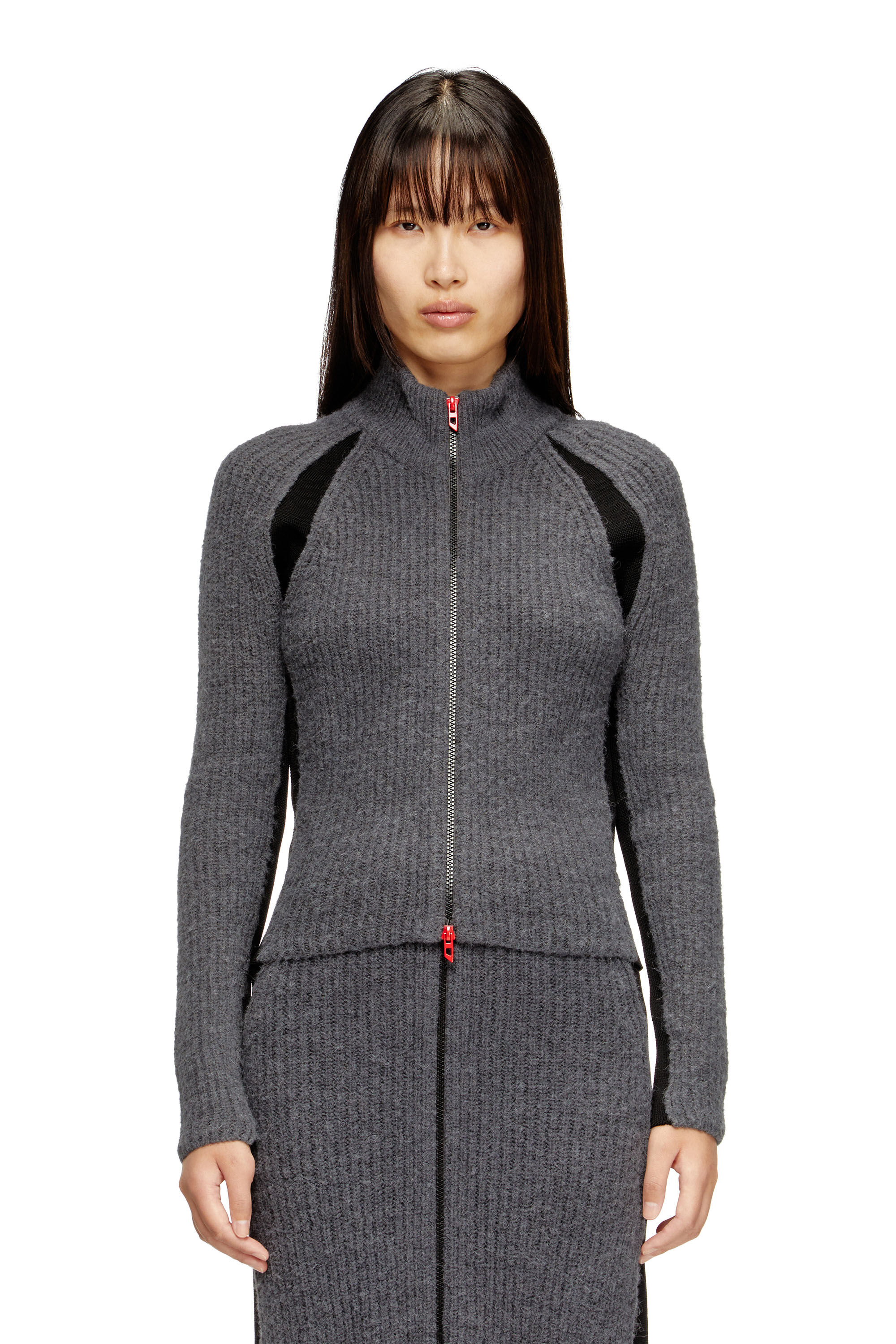 Diesel - M-LOUISE, Female's ジップカーディガン in グレー - 3