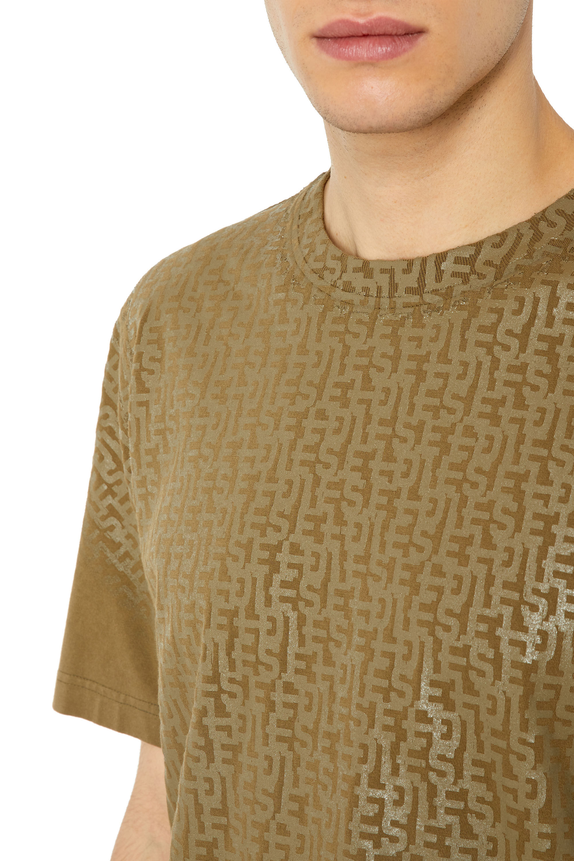 Diesel - T-JUST-MONO, Male's Ｔシャツ モノグラム ラバープリント in Brown - 4