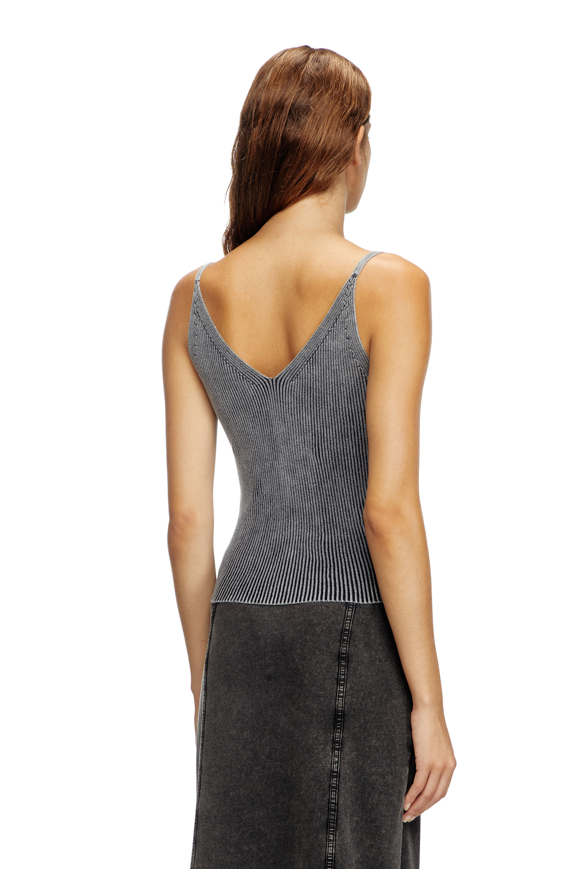 Diesel - M-MELLY, Female's Knit tank top with denim cargo pockets in ダークグレー - 4