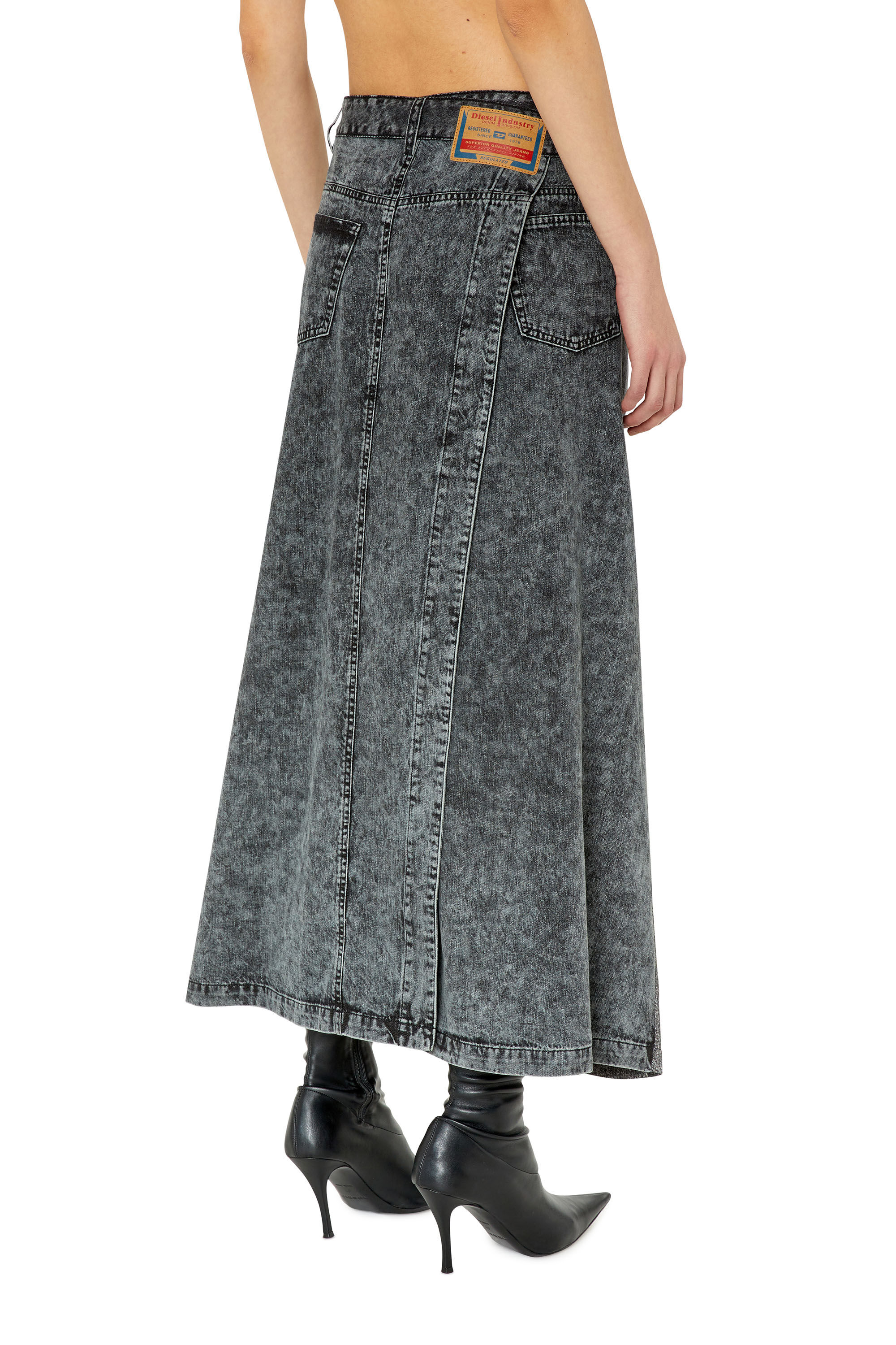 Diesel - O-TINA, Female's ロングスカート デニム トロンプルイユ in ブラック - 5