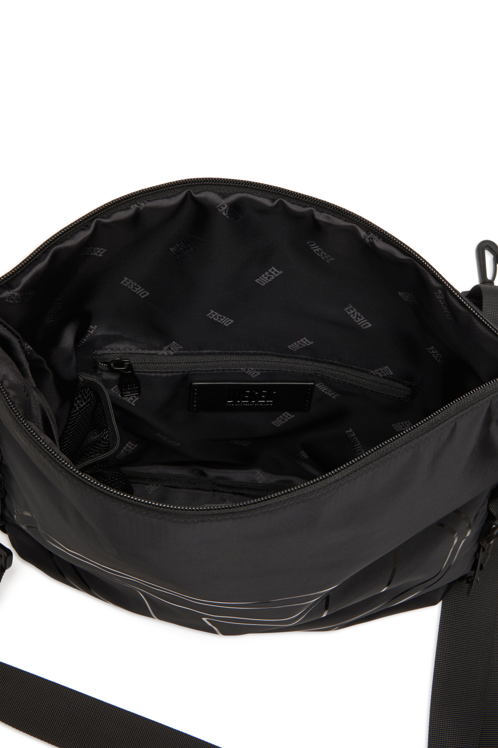 Diesel - DRAPE CROSSBODY, Male's Drape-Nylon crossbody bag with Oval D print in ブラック - 5