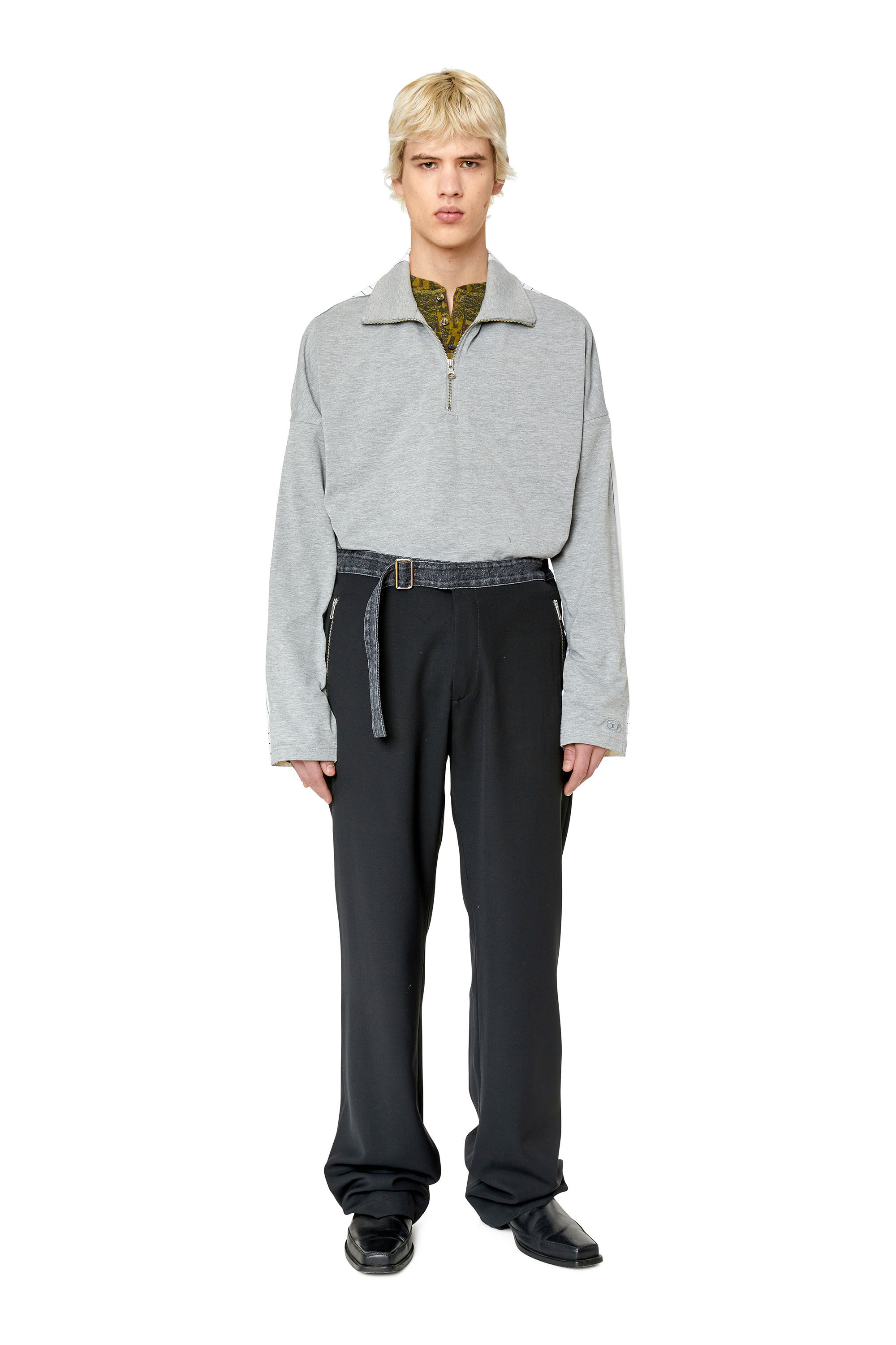 Diesel - S-GANDER-A, Male's シャツ 切り替えデザイン in ライトグレー - 1