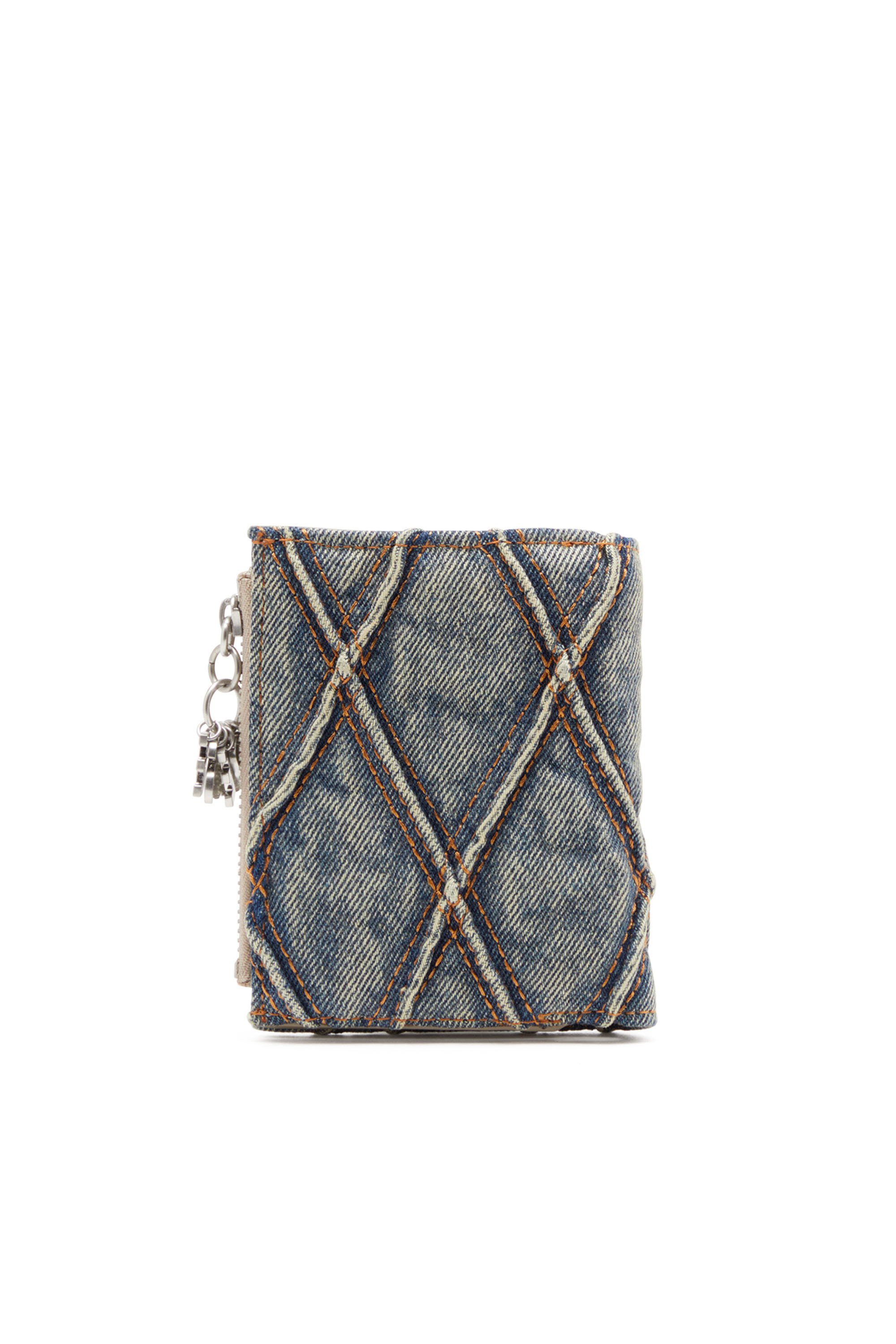 Diesel - CHARM D- BI FOLD ZIP II, Female's Small wallet in Argyle quilted denim in ブルー - 2