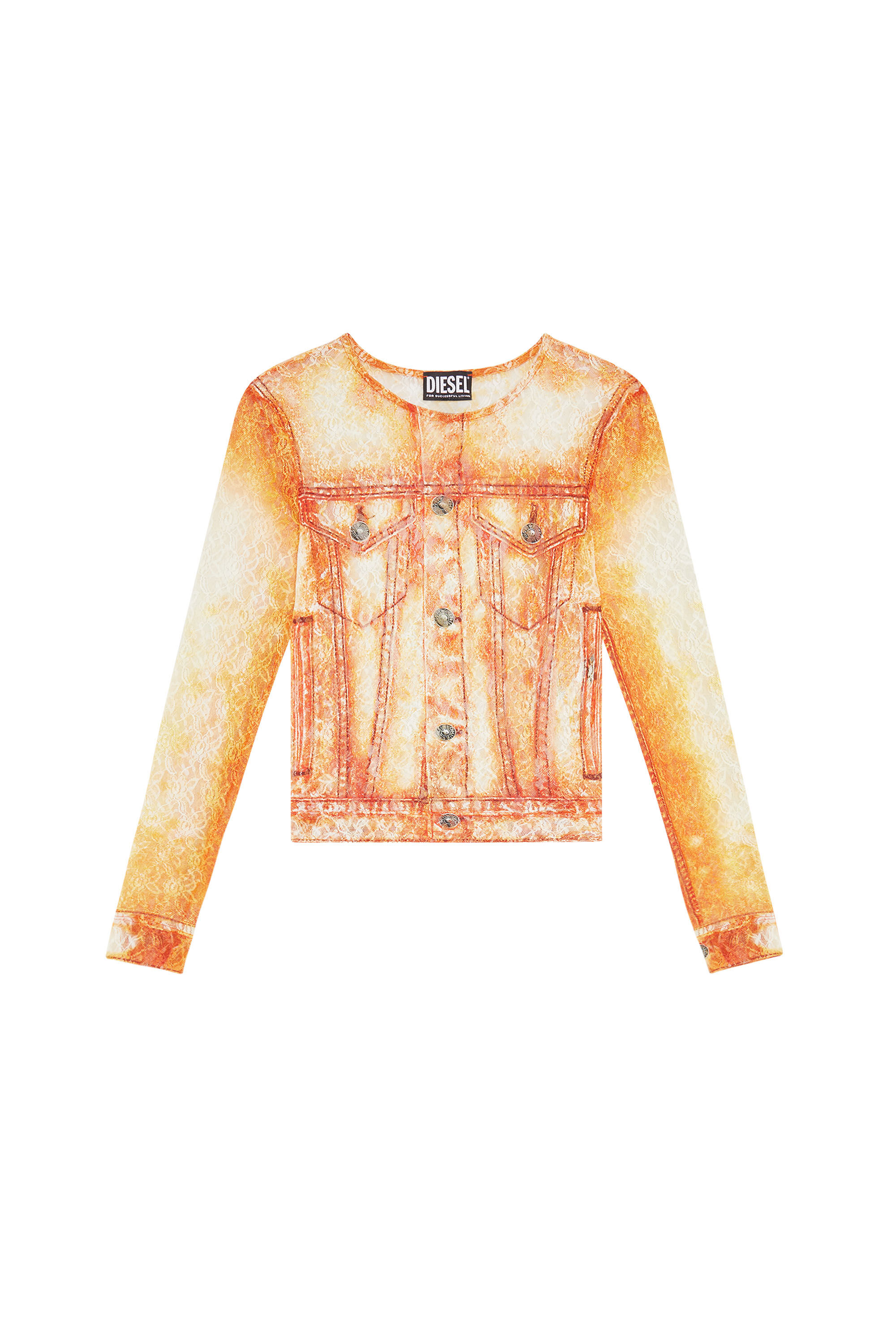 Diesel - T-CLILL, Female's レディース 長袖トップス トロンプルイユ in オレンジ - 2