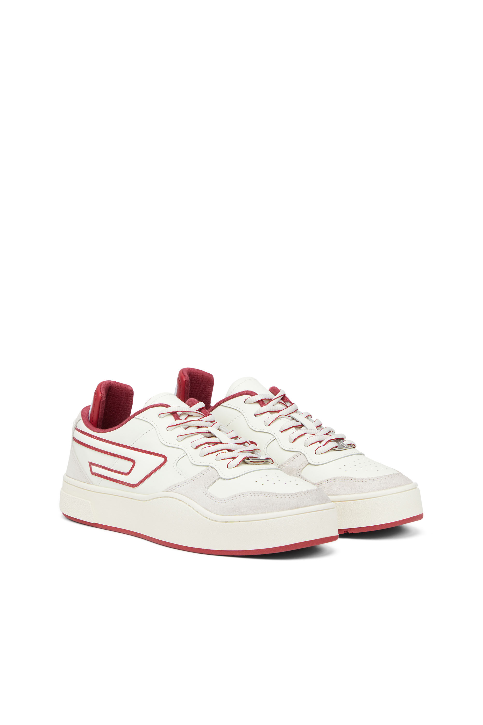 Diesel - S-UKIYO LOW X, Male's レザー スウェード ローカットスニーカー - S-Ukiyo Low X in ホワイト/レッド/ブルー - 2