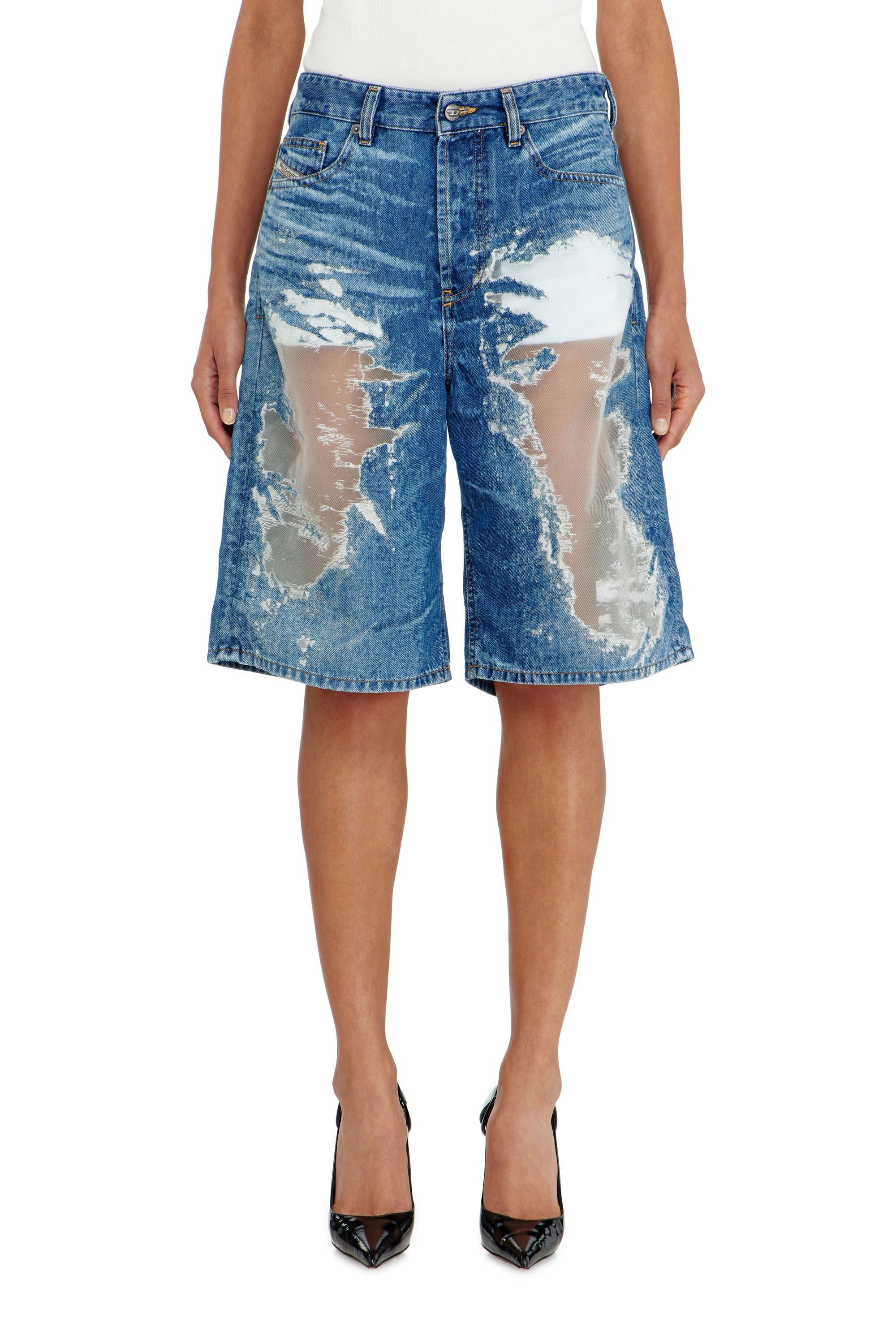 Diesel - PR-DE-SIRE-SHORT, Unisex's Shorts in devor&eacute; denim in ミディアムブルー - 5