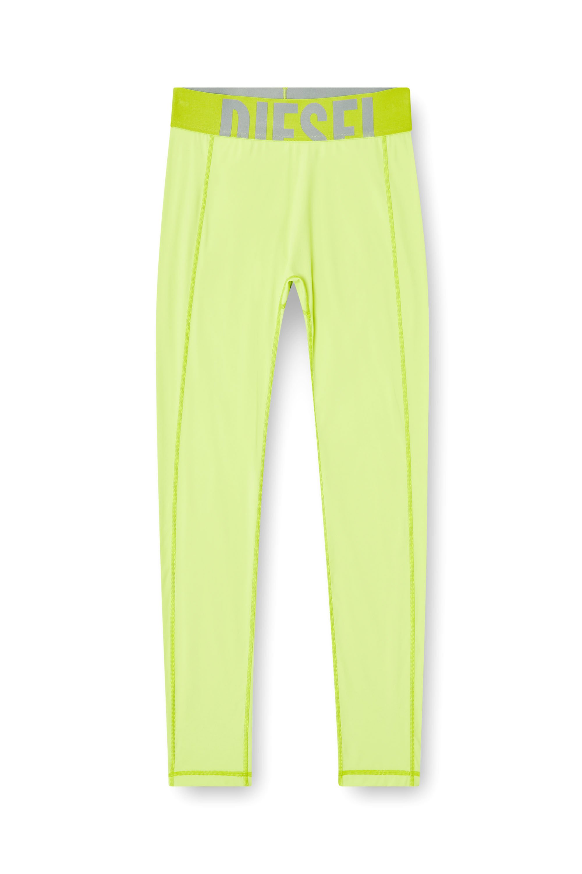 Diesel - ADELINE-D-POP, Female's Microfibre leggings with cut-off logo in 蛍光グリーン - 2