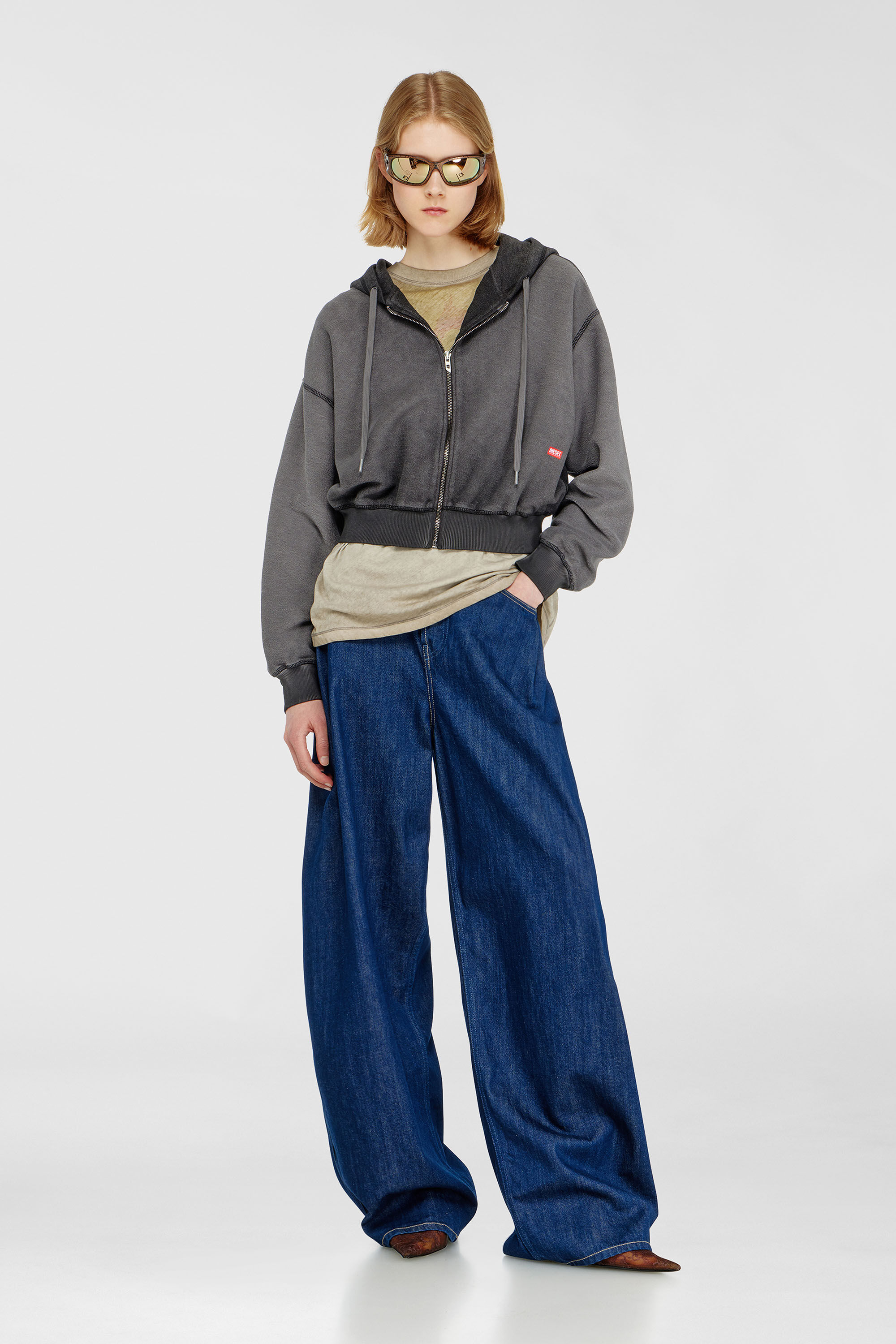 F-SUNNY-HOOD-ZIP ジップアップパーカー｜グレー｜ウィメンズ｜DIESEL