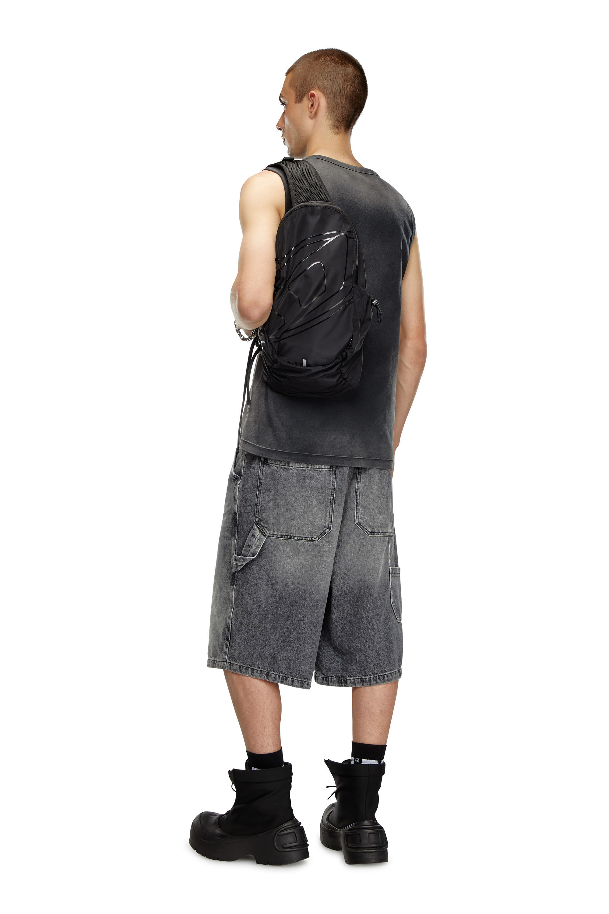 Diesel - DRAPE SLING BAG, Male's ナイロンスリングバッグ in ブラック - 1