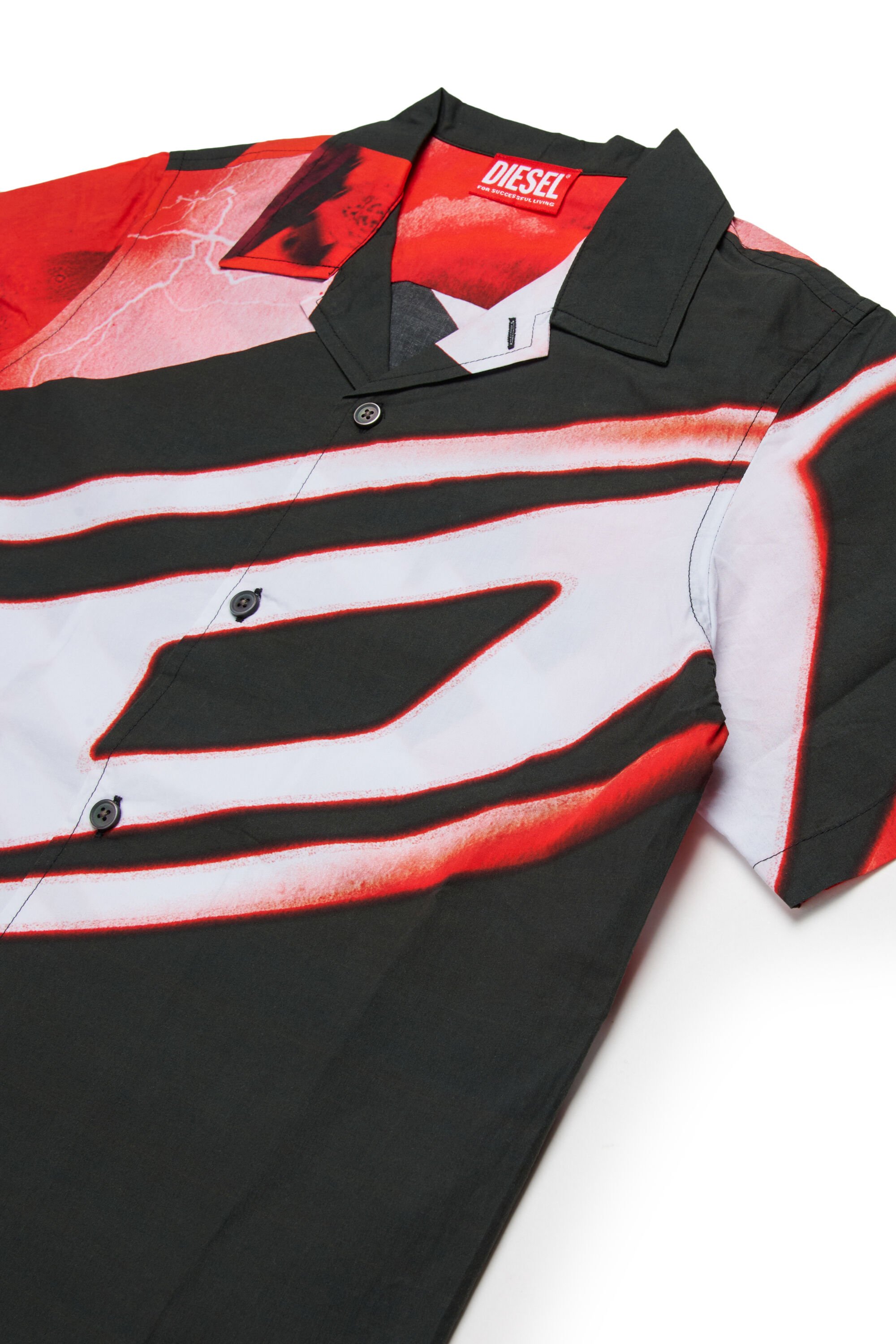 Diesel - MCIOND, Male's Cotton shirt with all-over blurred print in ブラック - 3