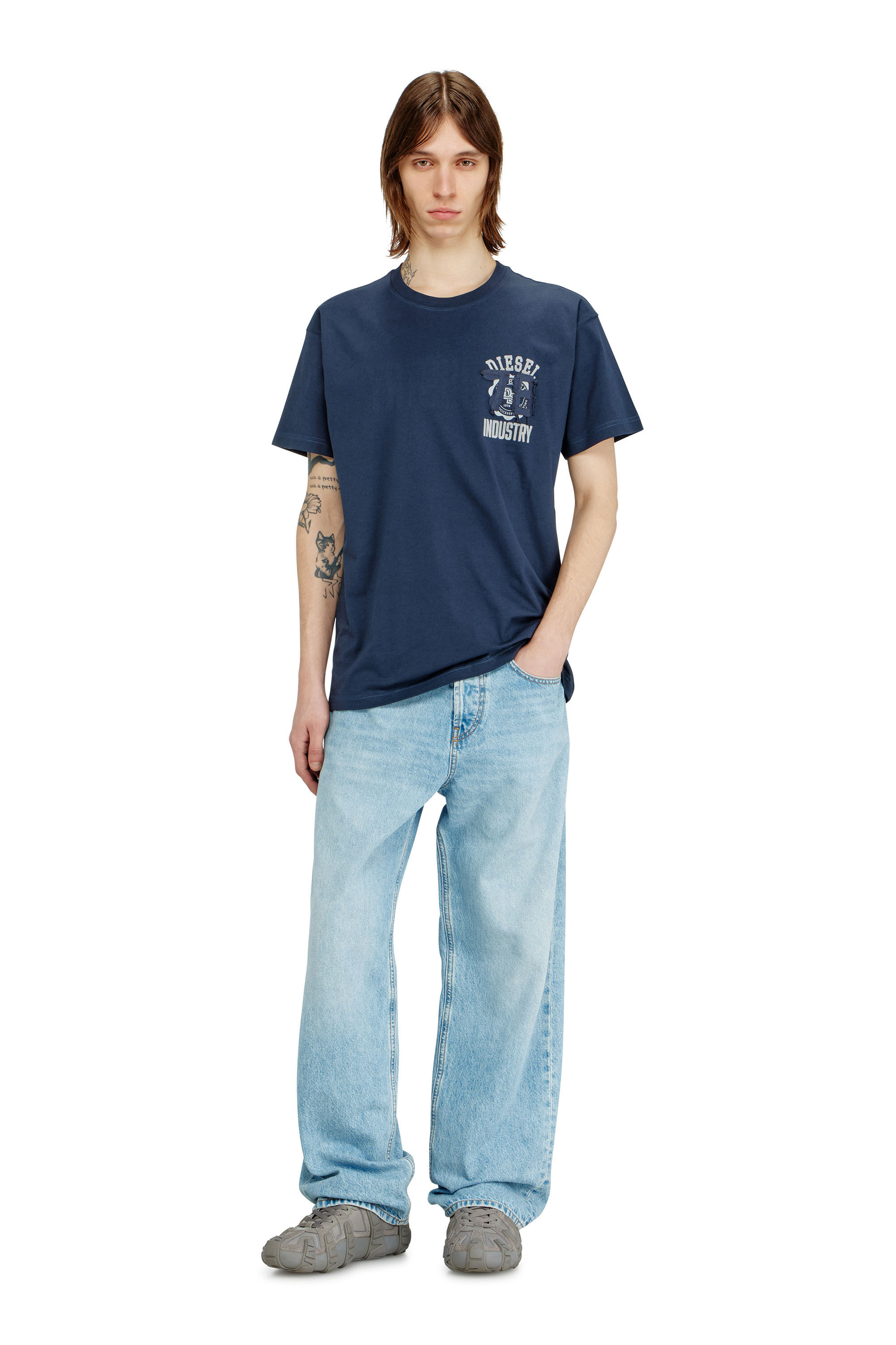 Diesel - T-NORM-V14, Male's T-shirt with Industry flocked print in null - 1