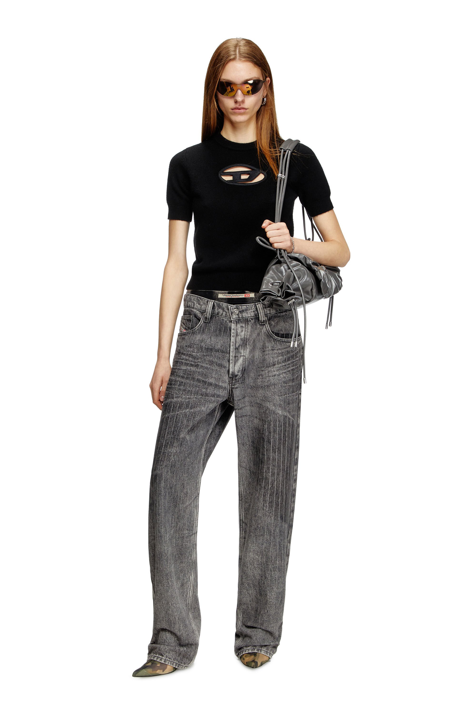 Diesel - M-ARGARIN-SS, Female's Short-sleeve jumper in cashmere blend in ブラック - 1