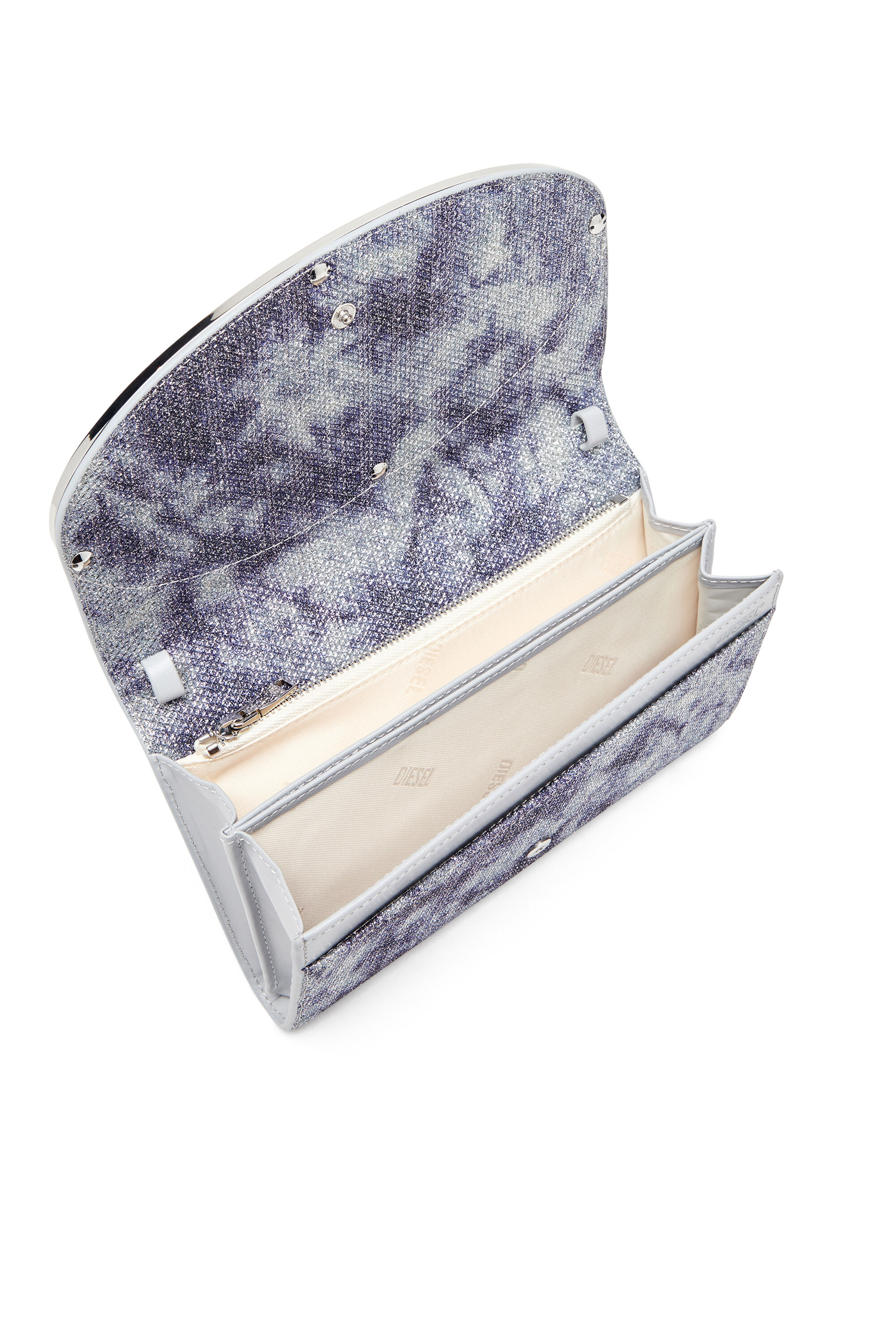 1DR WALLET STRAP Wallet purse in shimmer fabric｜ブルー｜ウィメンズ｜DIESEL