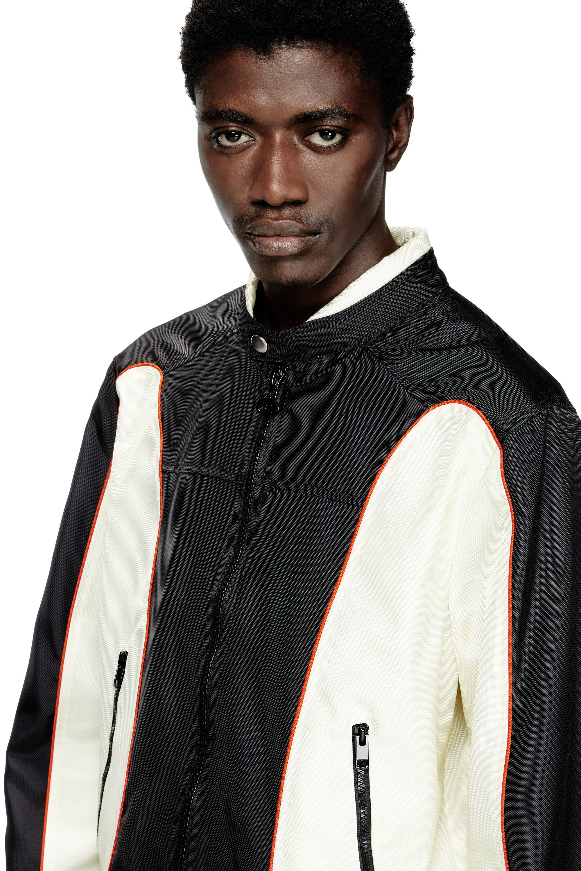 J-BLINK-A Colour-block biker jacket with piping｜マルチ