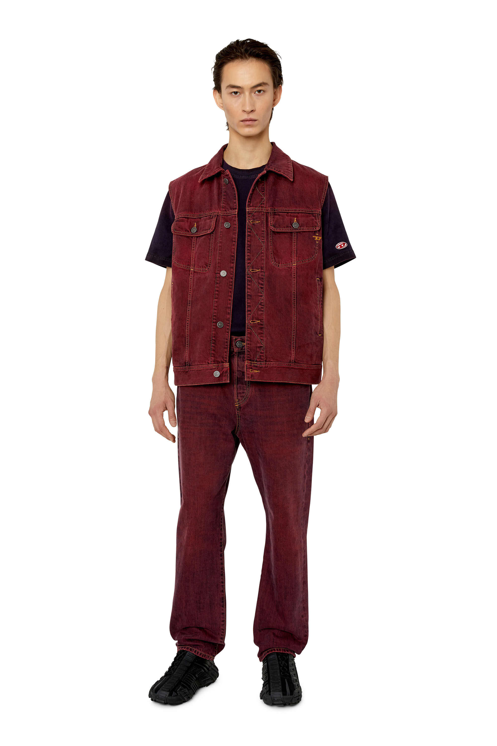 Diesel - CL-D-BARCY-SM, Male's Regular-fit sleeveless trucker jacket in レッド - 1