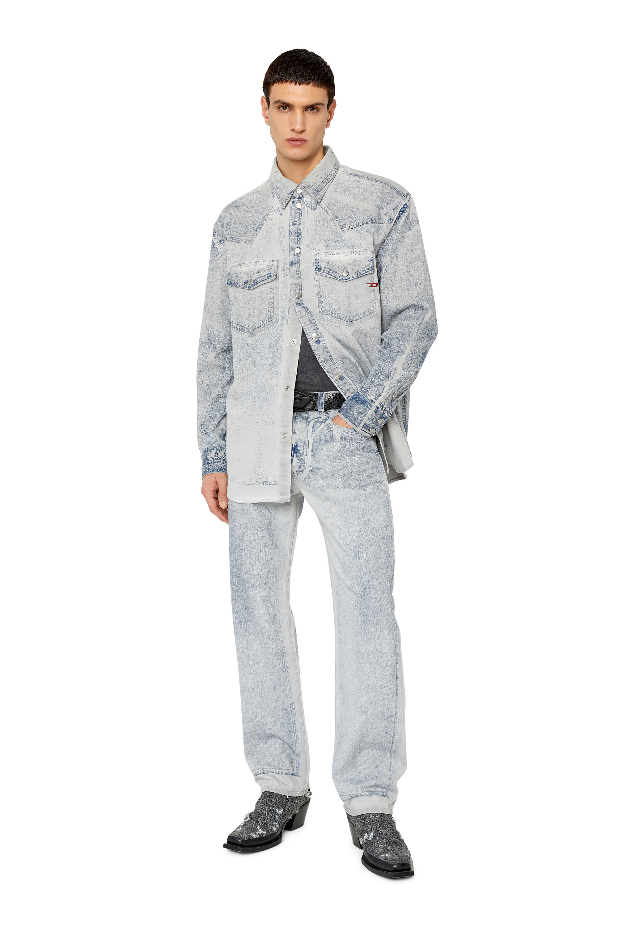 Diesel - D-OCEAN-OVER-SC, Male's デニムシャツ ジャケット in ライトグレー - 1