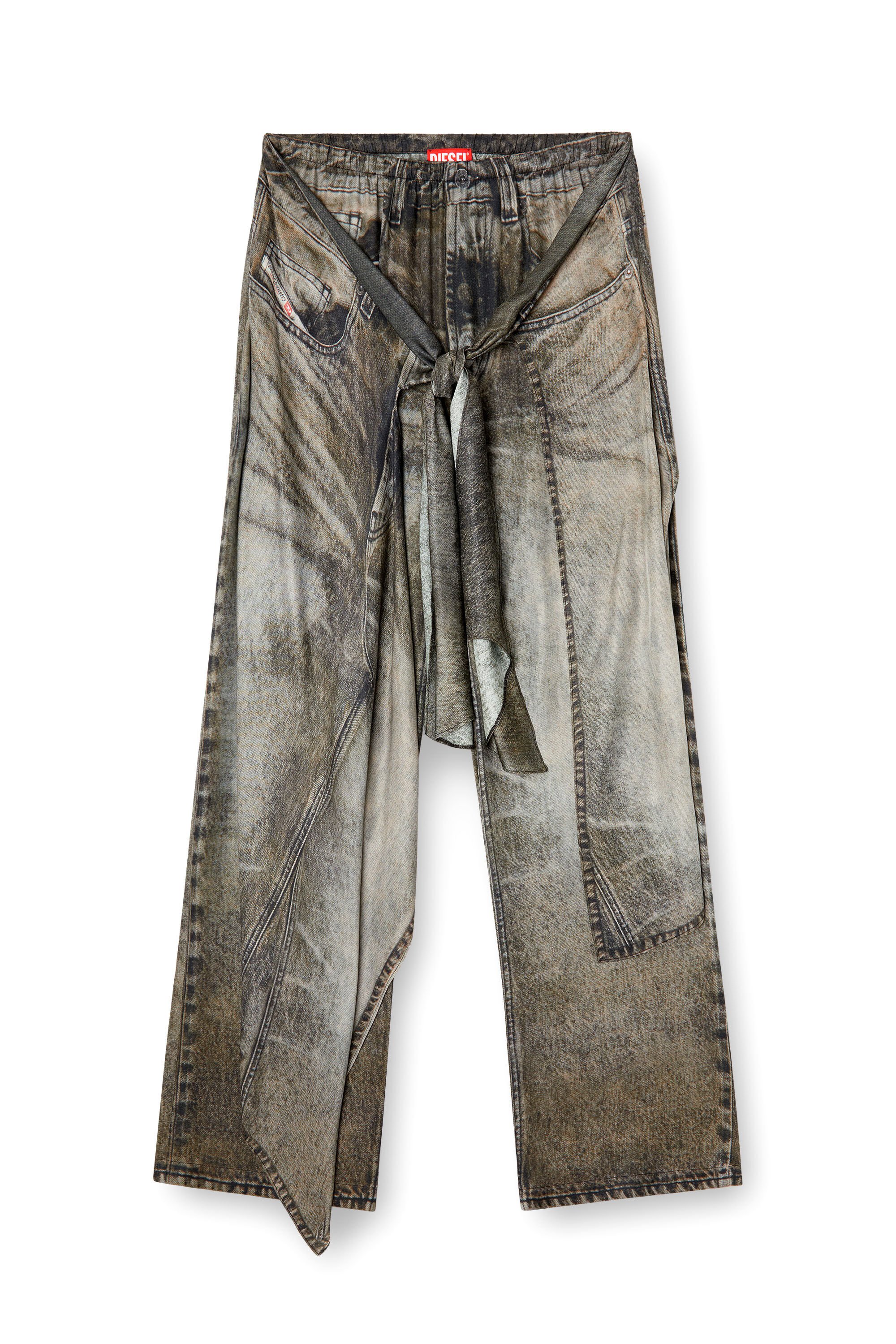 Diesel - P-ALOMA, Female's Wrap pants in denim-look viscose in グレー - 2