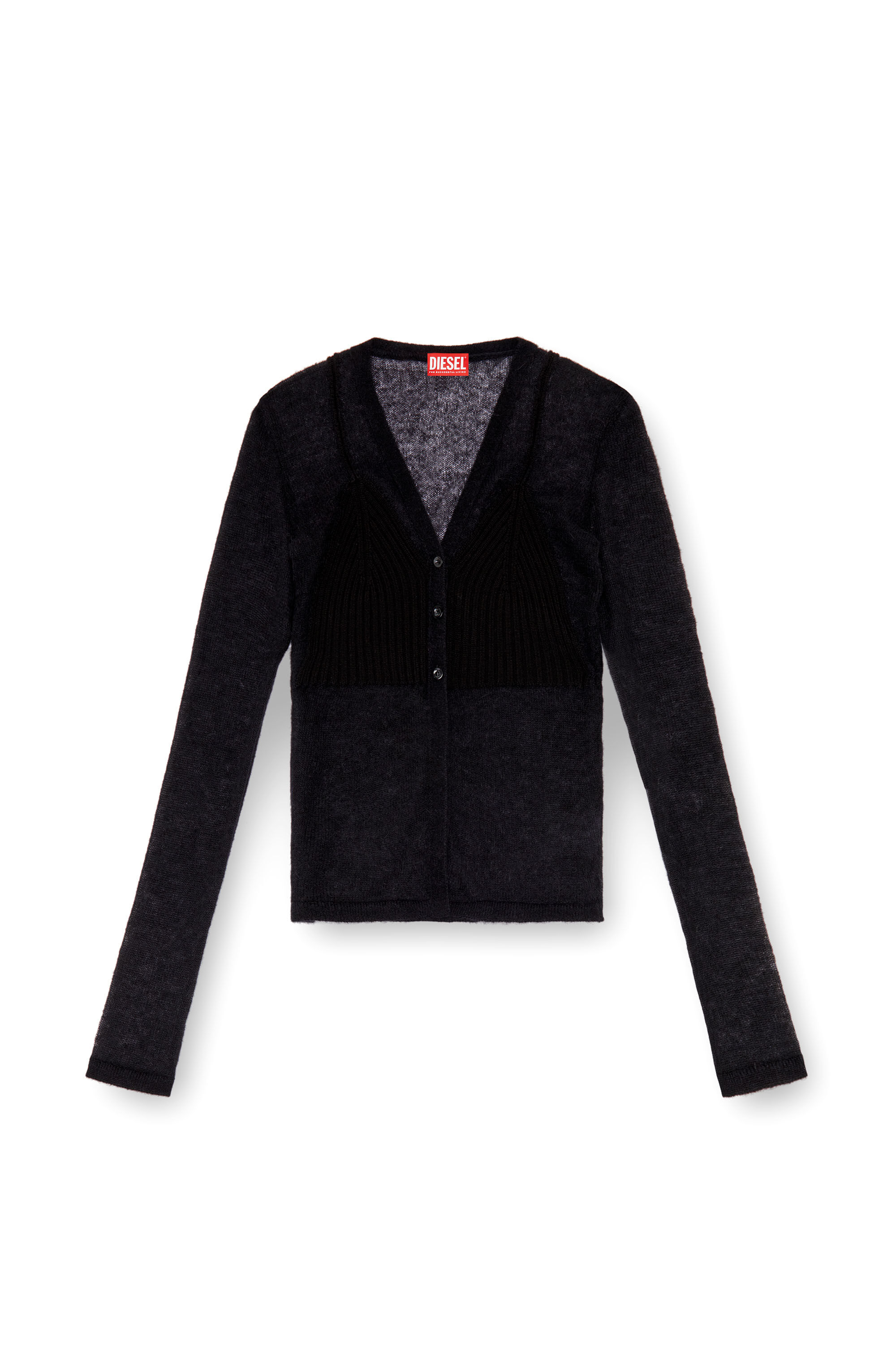 M-ARINA Sheer cardigan with bra detail｜ブラック｜ウィメンズ｜DIESEL