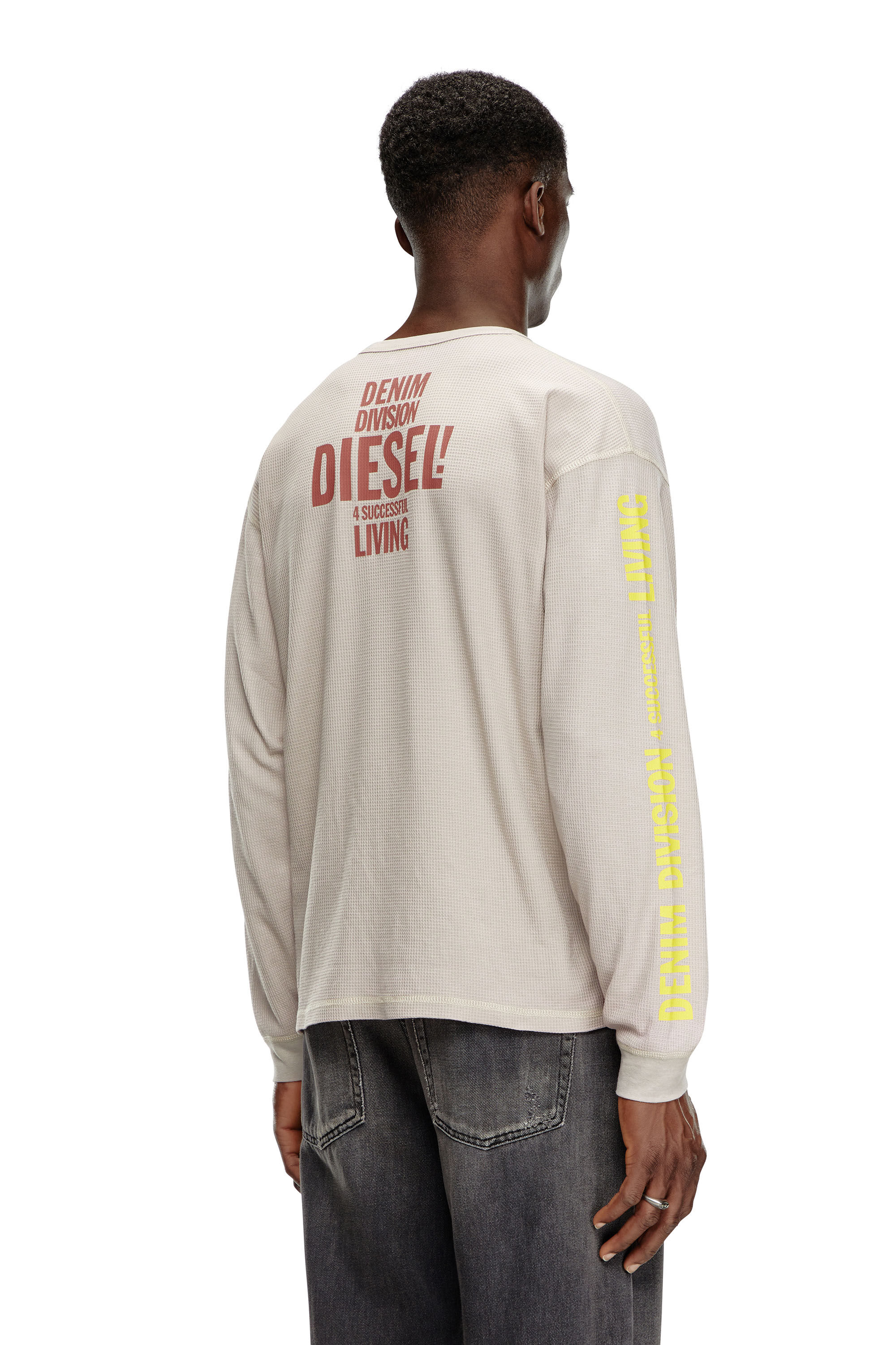 Diesel - T-BURNXT-LS, Male's Long-sleeve T-shirt in burnout waffle in フェースパウダー - 4