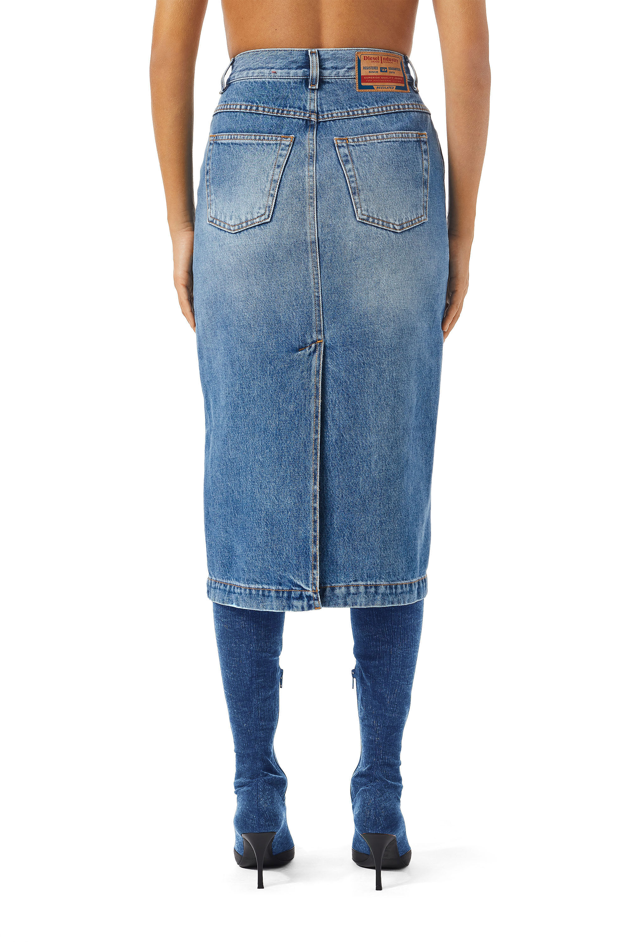Diesel - DE-RONNY PENCIL SKIRT, ミディアムブルー - Image 4