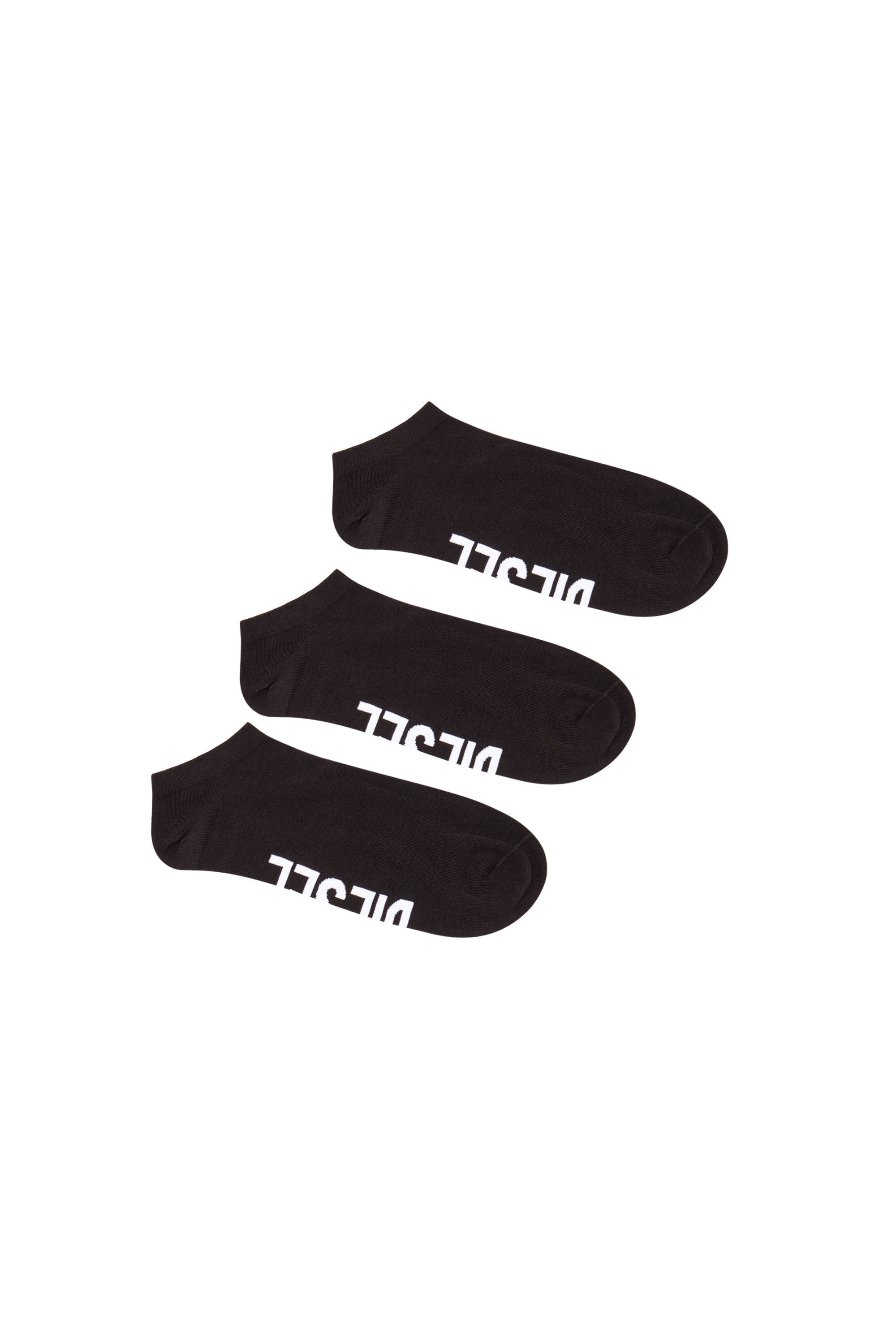 Diesel - SKM-GOST-THREEPACK, Male's 3-pack low-cut logo instep socks in ブラック - 1