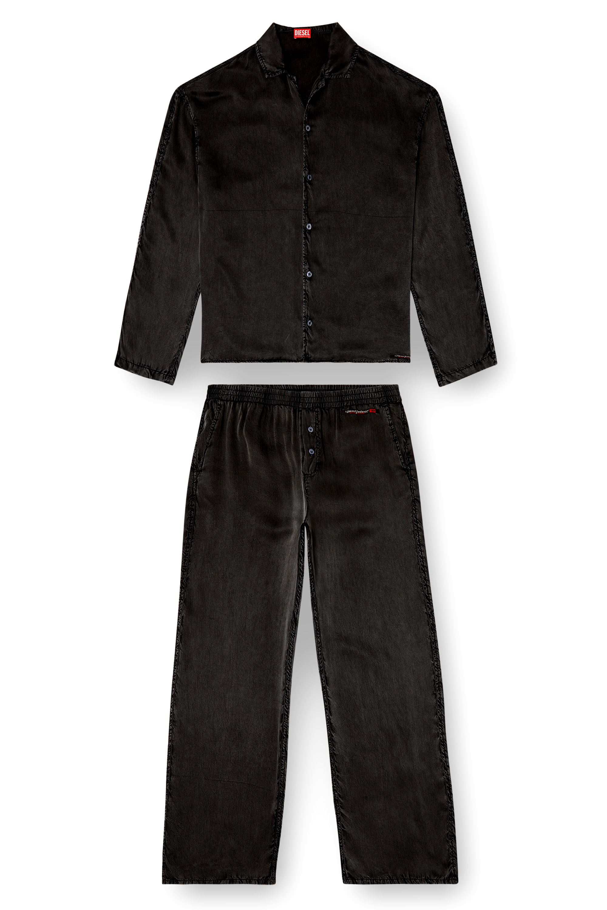 Diesel - SET-KEITH-DNM, Unisex's Fluid pyjamas with denim effect in ブラック - 2