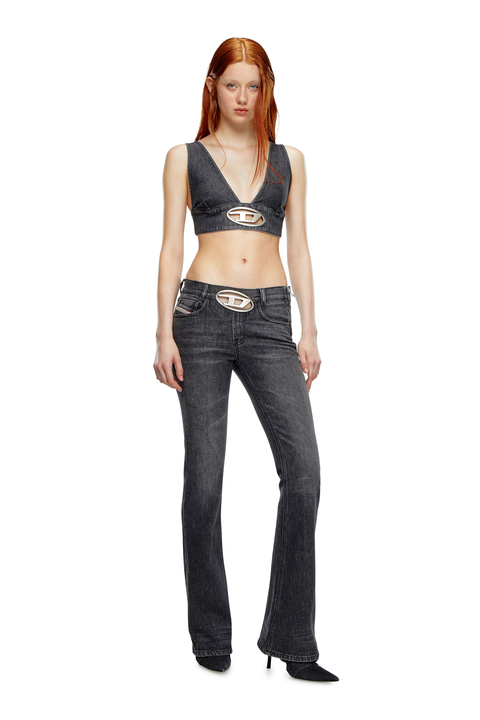 Diesel - DE-ELLY-S, Female's Denim bra top with Oval D plaque in ブラック - 1