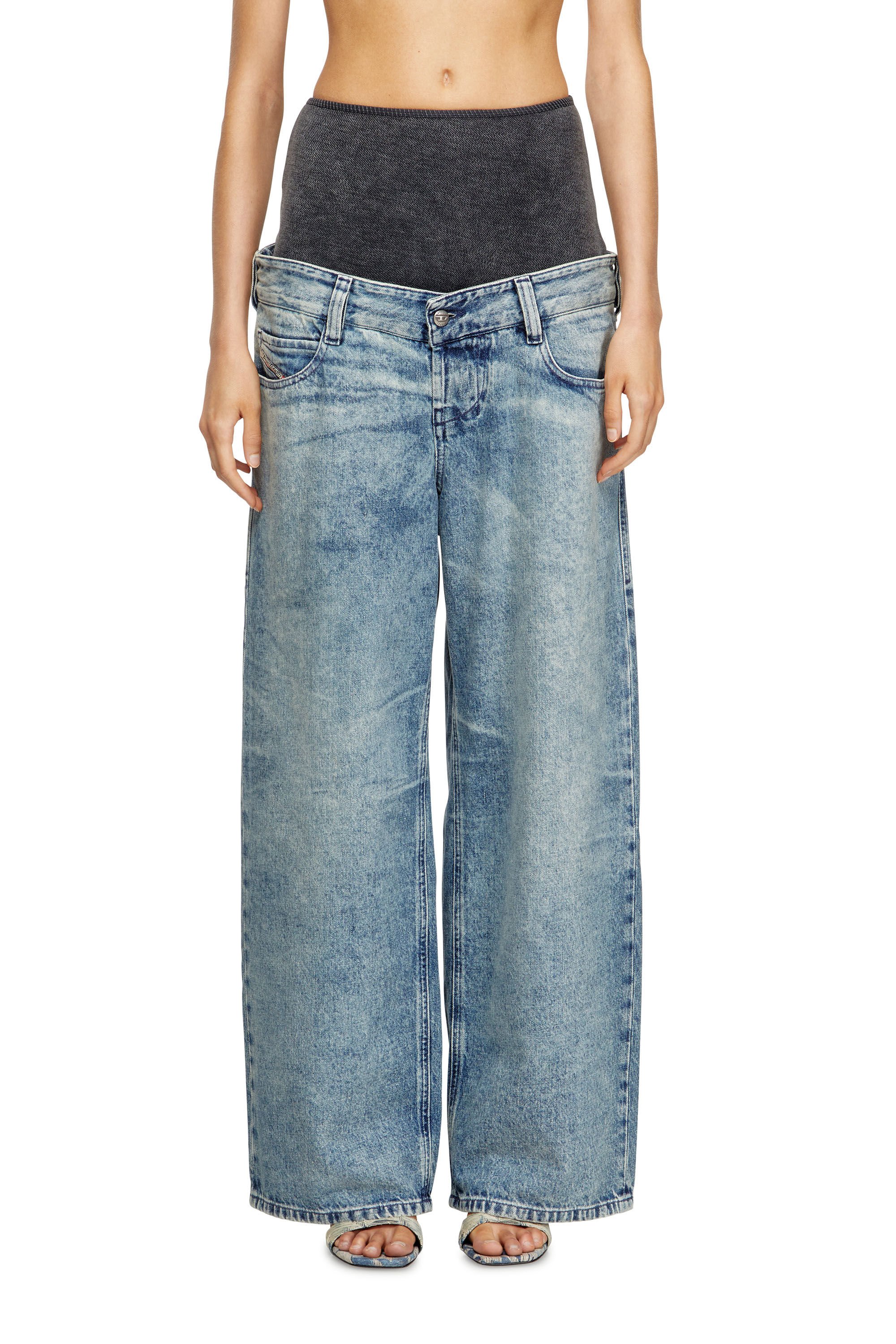 Diesel - Female's Relaxed Jeans D-Eni 09N97, ミディアムブルー - 3