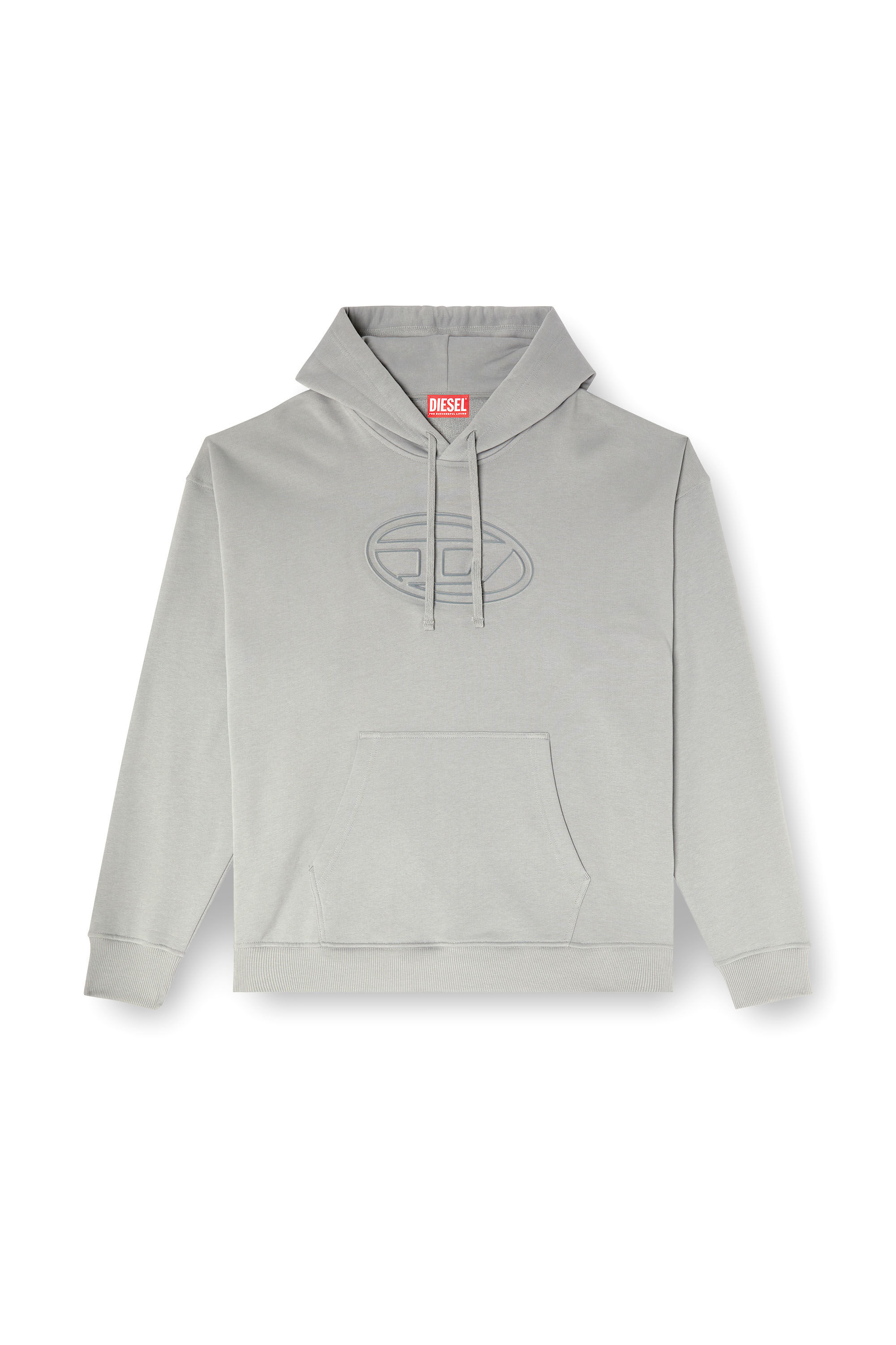 Diesel - S-UMMER-BIGOVAL, Male's Hoodie with embossed Oval D in ライトグレー - 2
