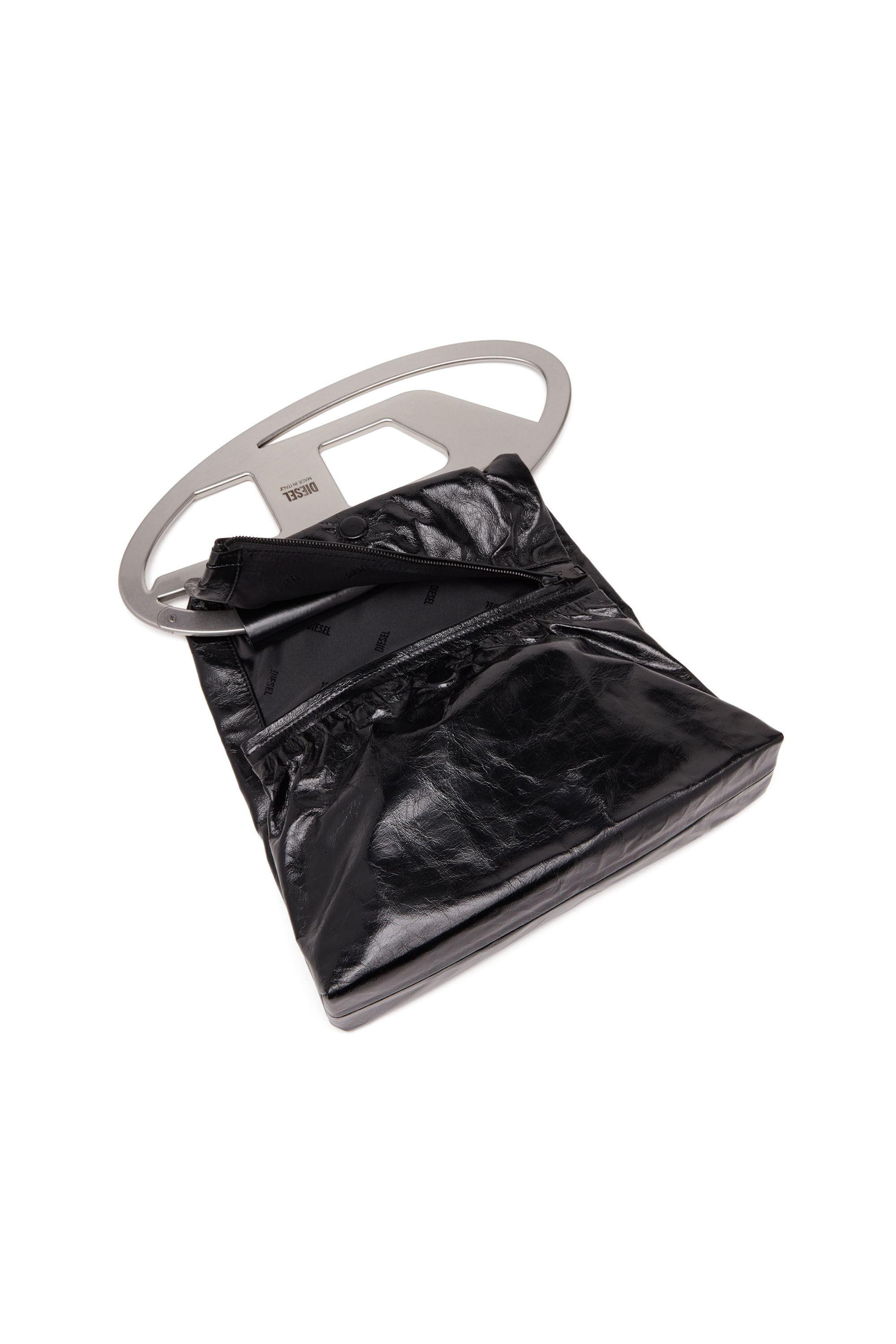 Diesel - BIG-D POUCH, Female's Big-D-Clutch bag in crinkled leather in ブラック - 5