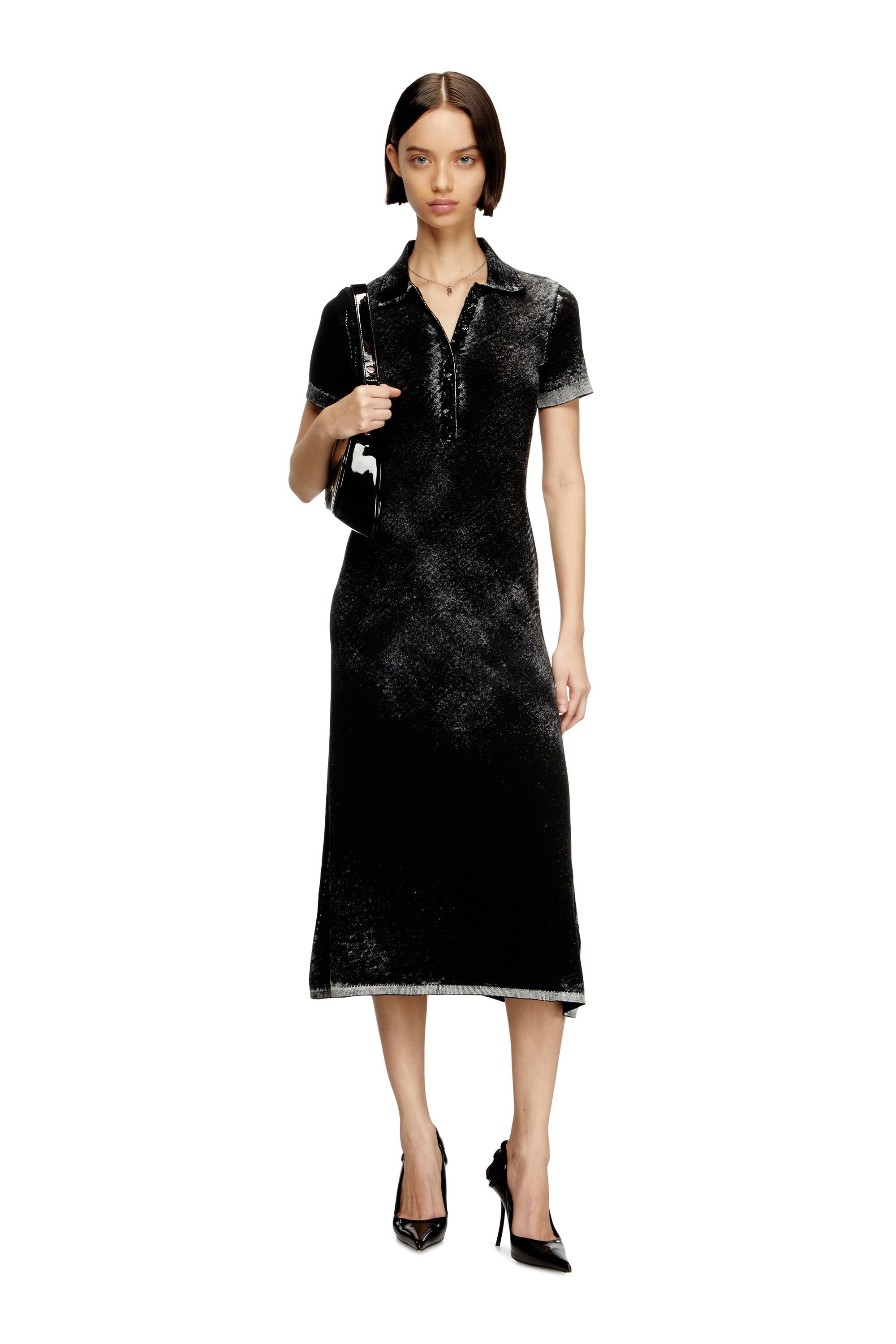 Diesel - M-LOURENS, Female's ニットポロドレス in ブラック - 1