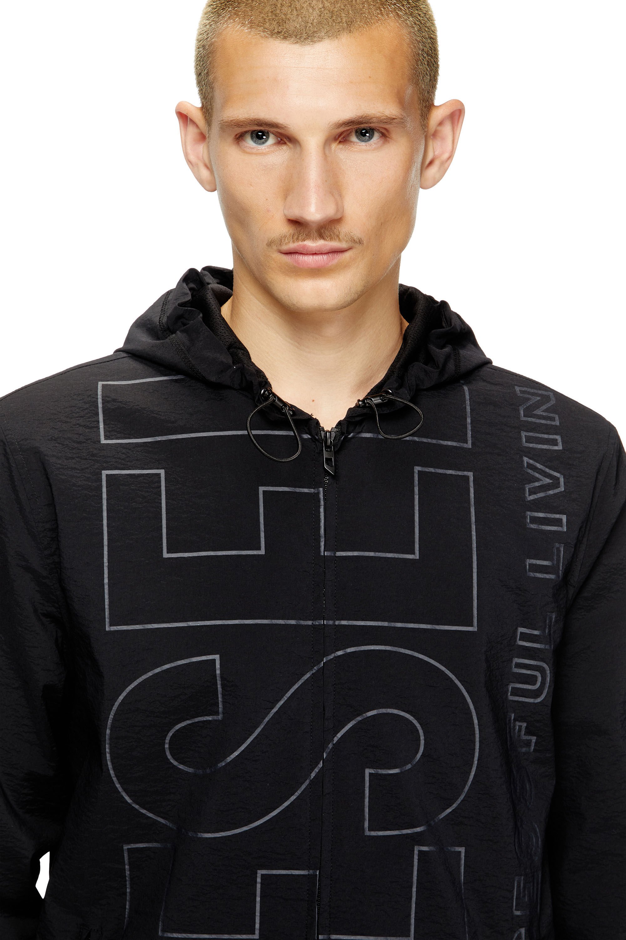 Diesel - J-ANDREW, Male's Nylon jacket with outline logo in ブラック - 4