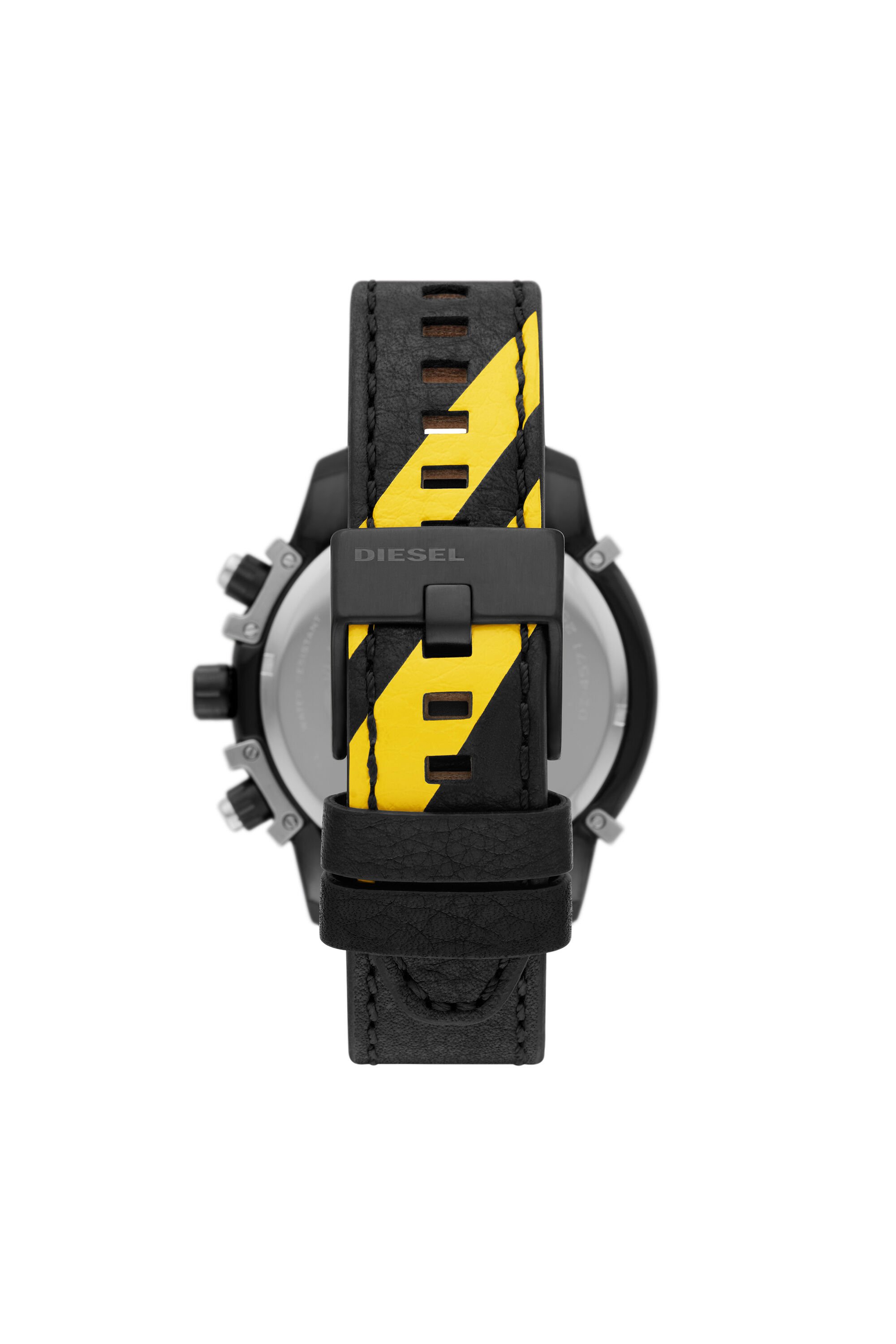 Diesel - DZ4571, Male's Griffed chronograph black leather watch in ブラック - 2