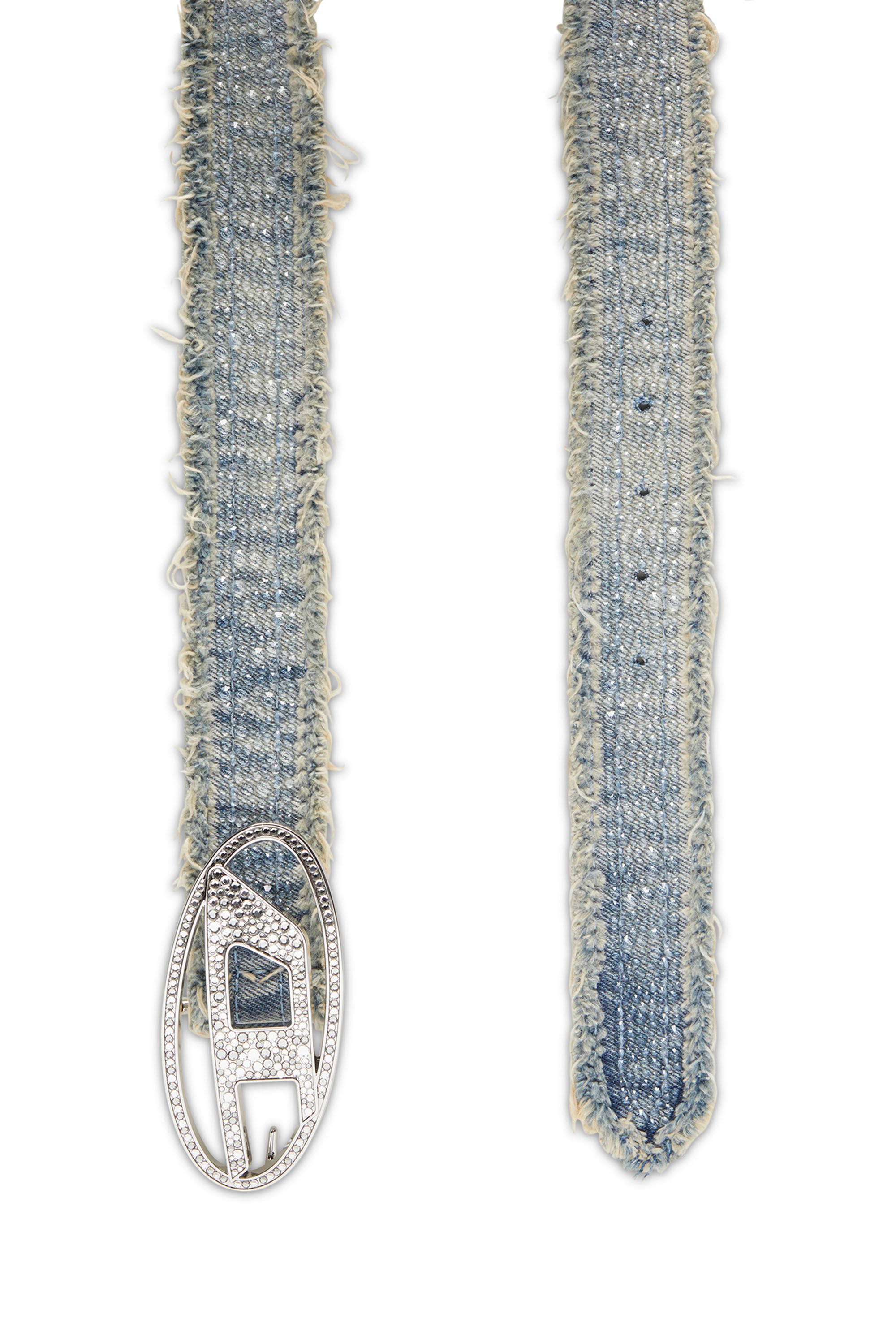 Diesel - B-1DR STRASS, Female's Leather-backed denim belt with crystals in ブルー - 2
