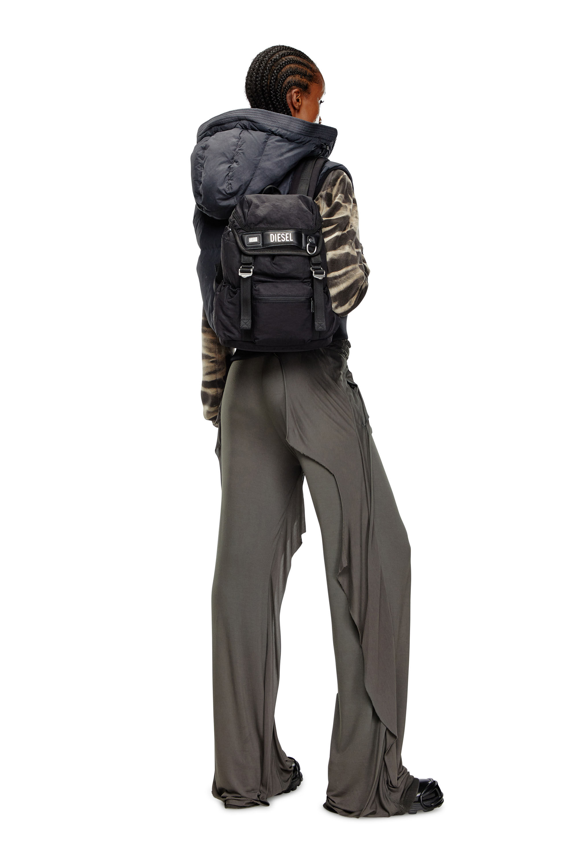 Diesel - LOGOS BACKPACK S, Male's Logos S-Small backpack in recycled nylon in ブラック - 1