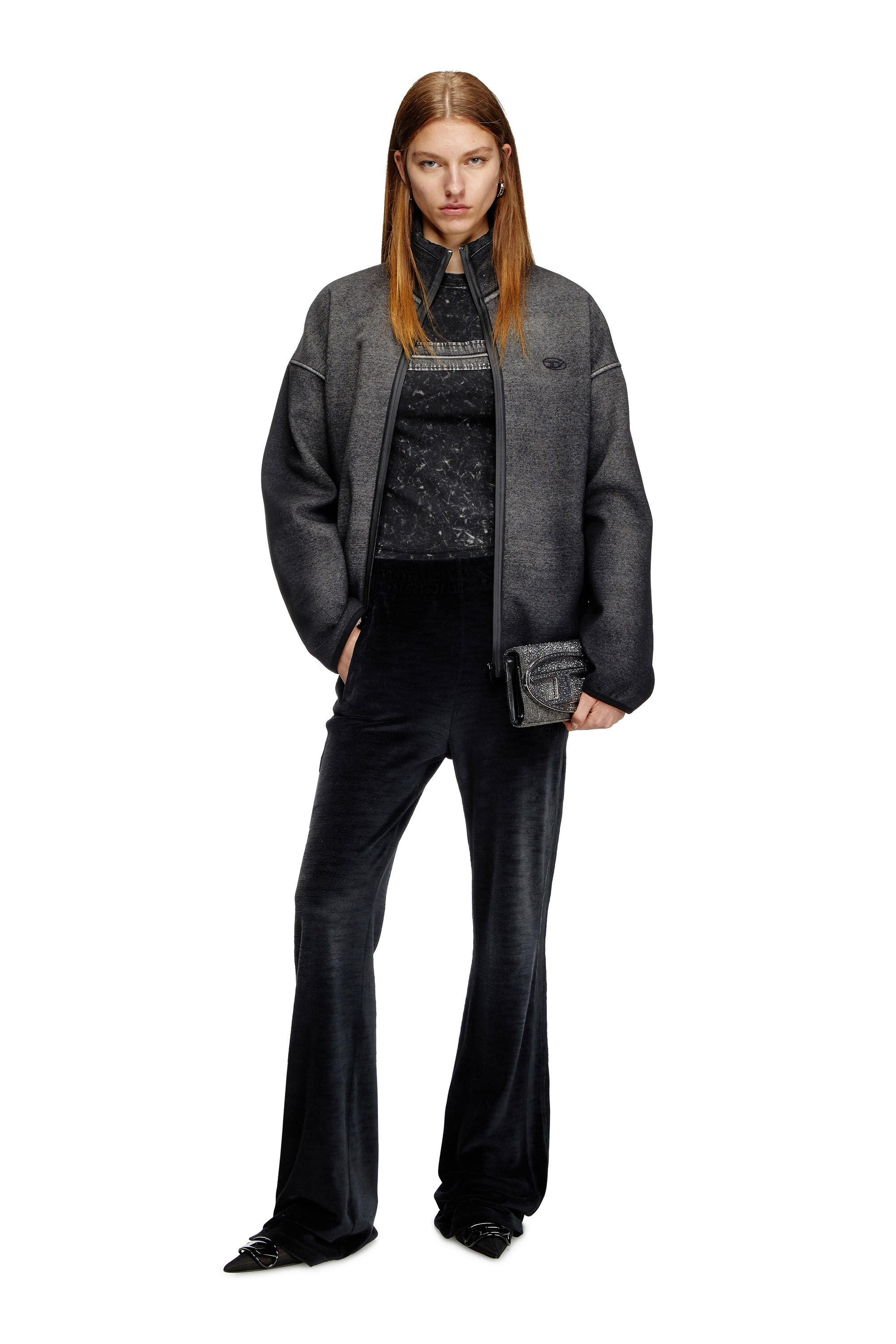 Diesel - P-ELY-Q1, Female's Wide leg sweatpants in ブラック - 1