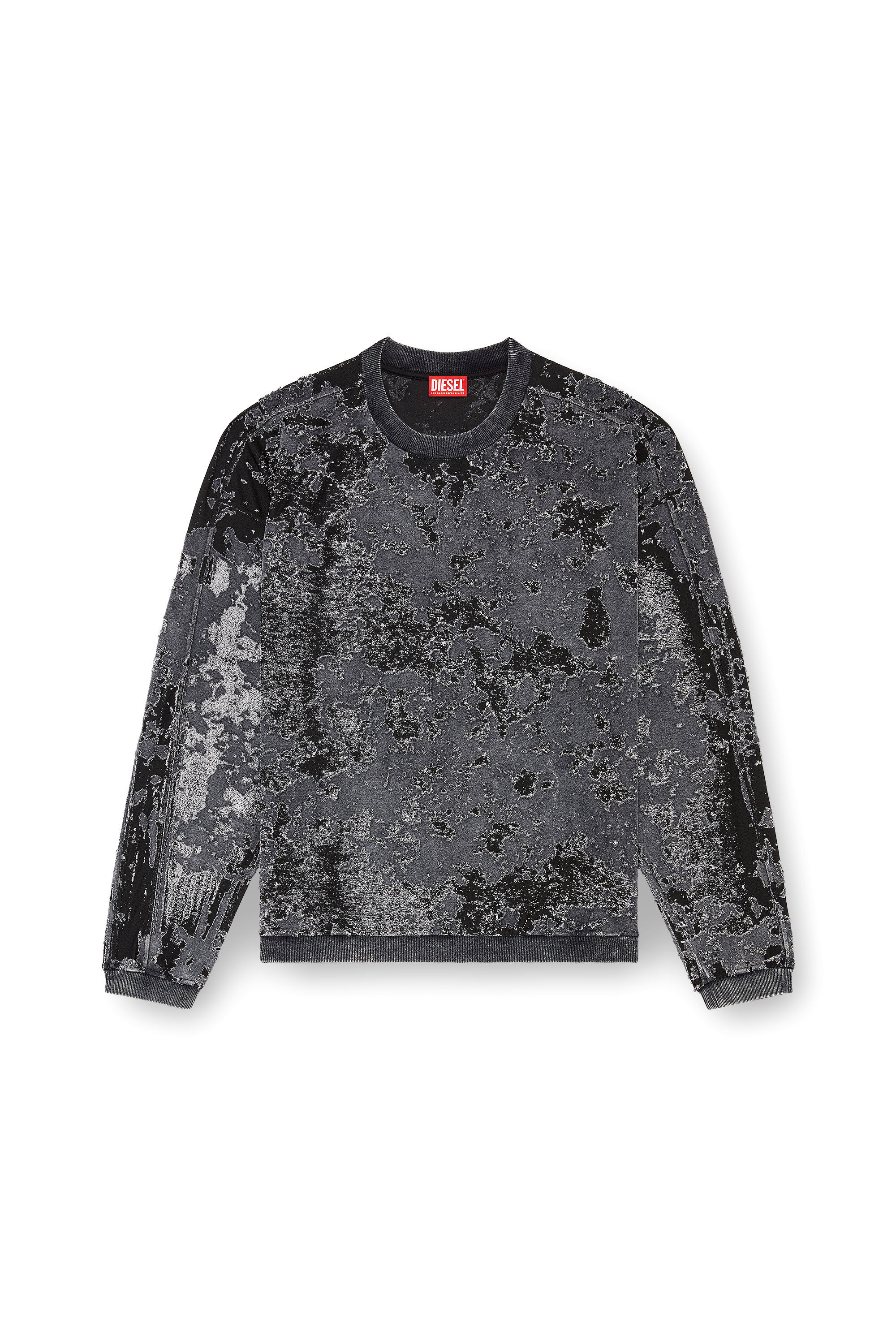 Diesel - S-ARISY, Male's Burnout sweatshirt with camo effect in ブラック - 2