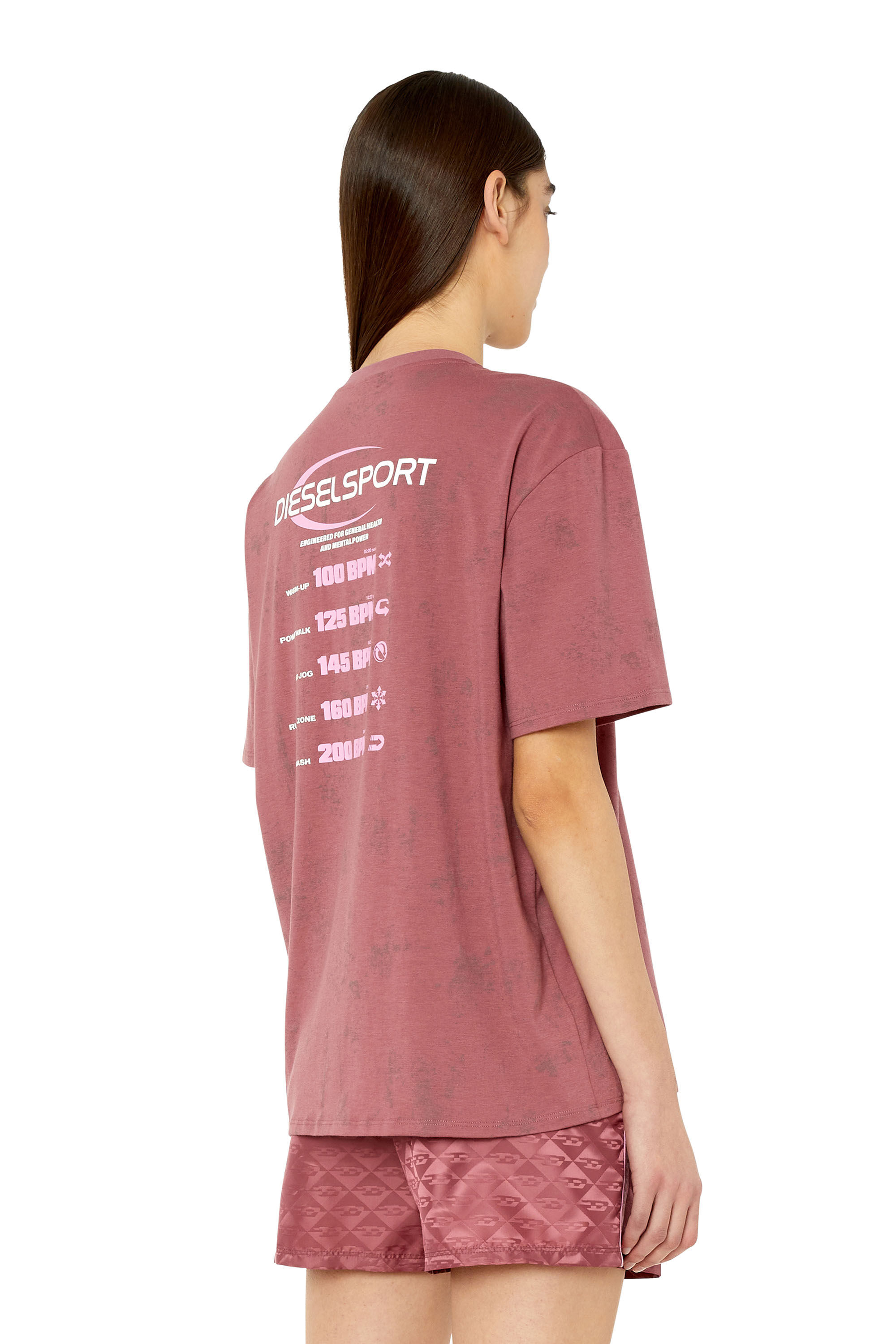 Diesel - AWTEE-DREA-HT10, Female's 半袖 Tシャツ バックプリント in ブラウン - 4
