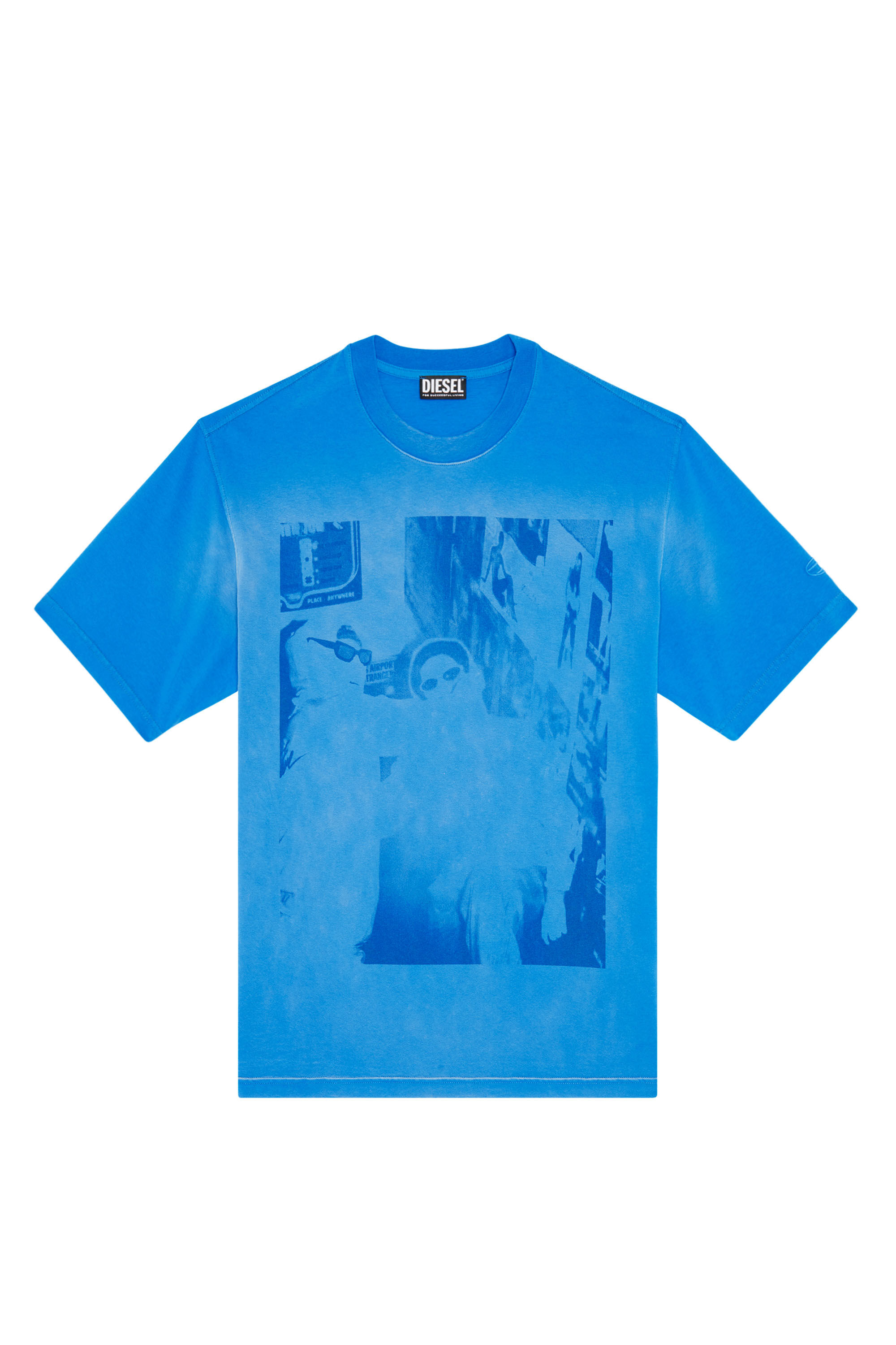 Diesel - T-WASH-G4, Male's フォトプリント Tシャツ in ブルー - 2