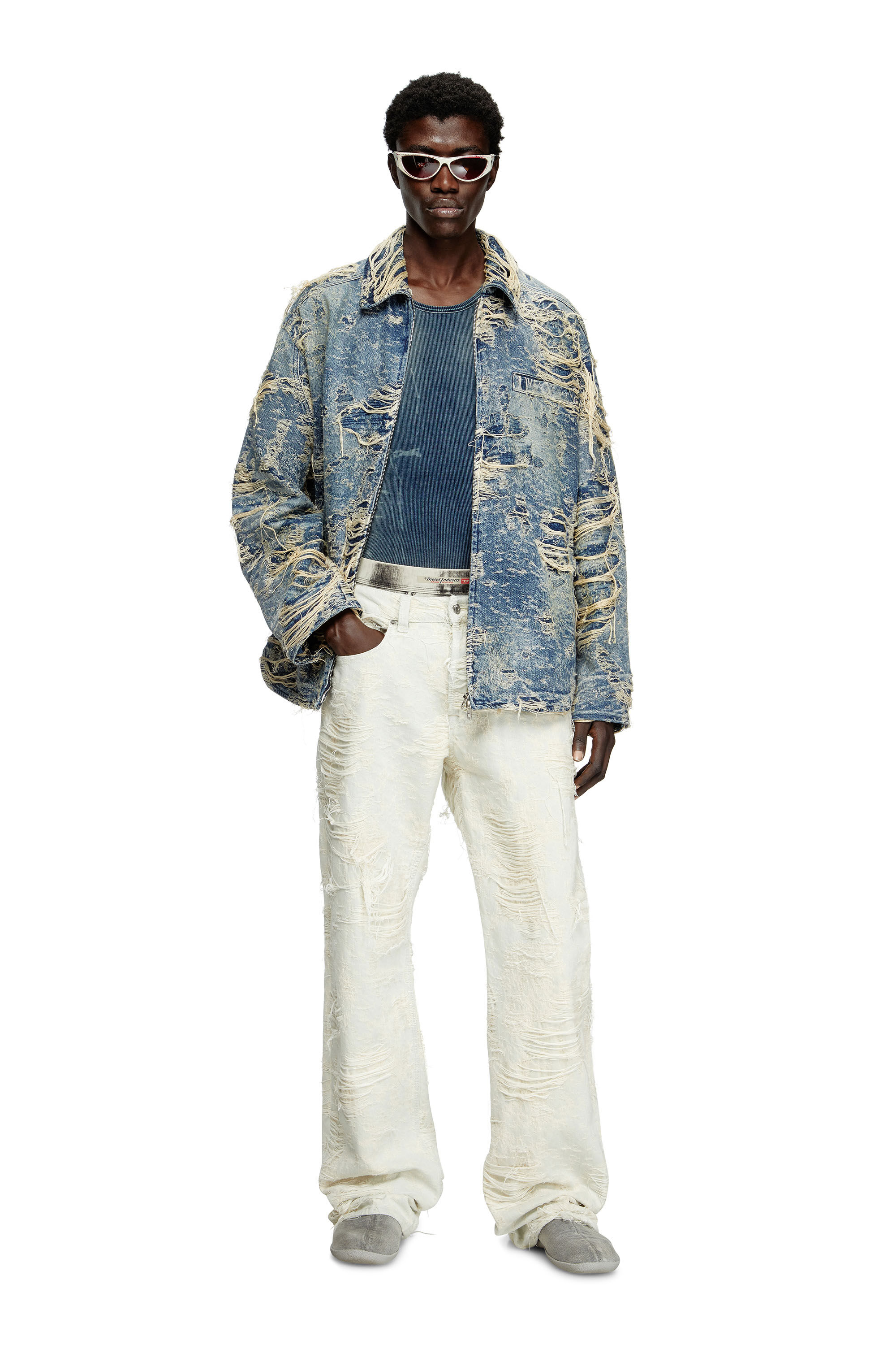 Diesel - Male's Relaxed Jeans 1980 D-Eeper 09M40, ホワイト - 1